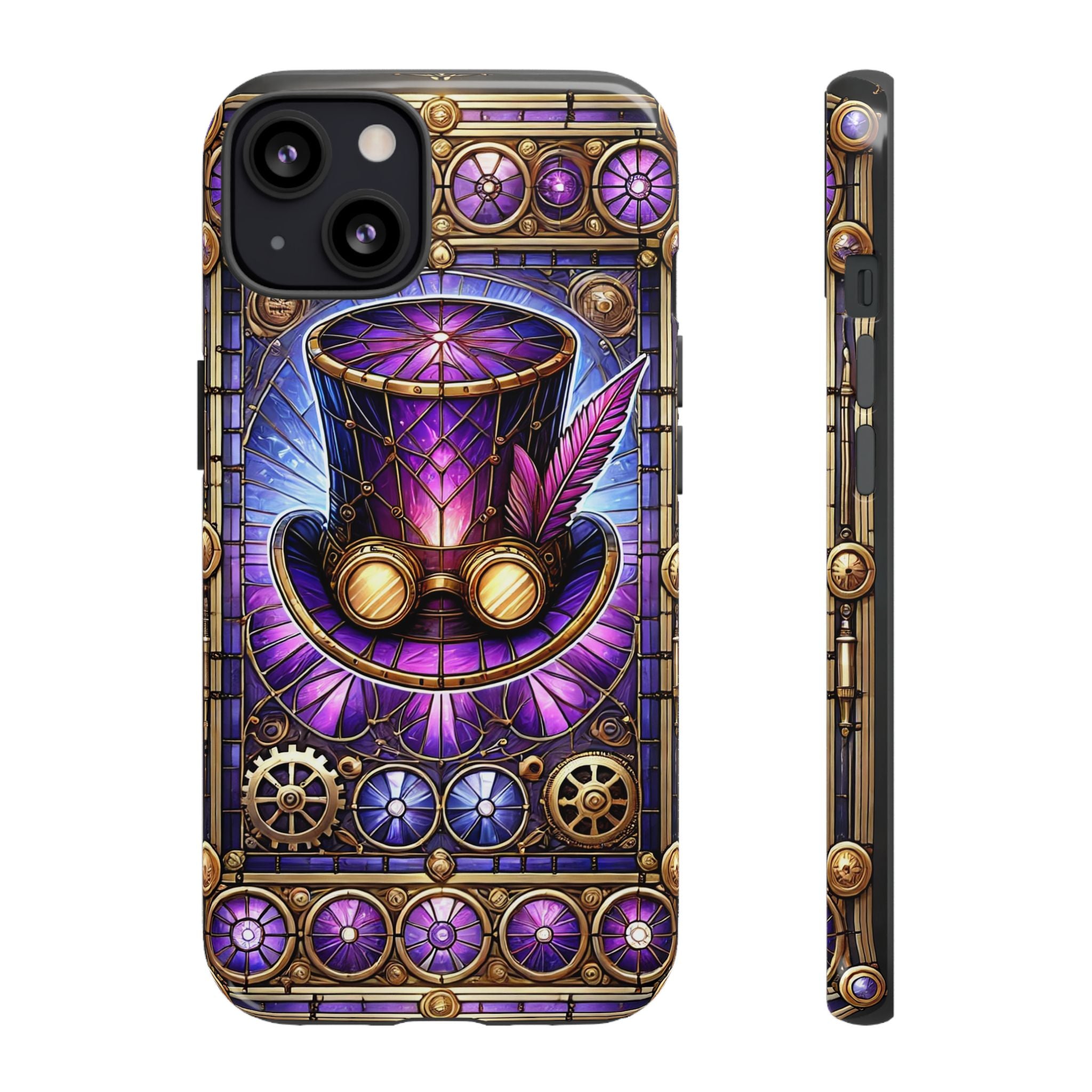 Stained Glass Steampunk iPhone Case – 3D Full-Wrap Protective Phone Cover With TPU Liner