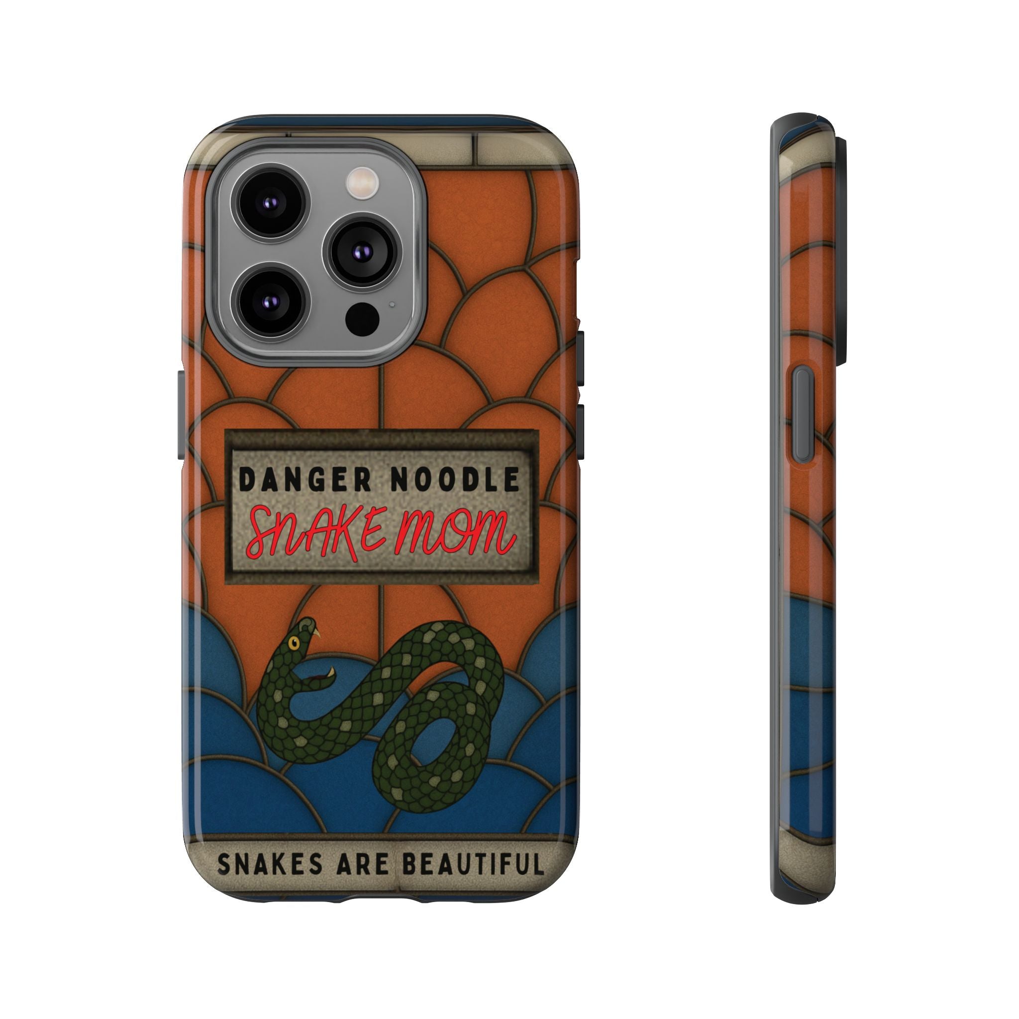 Danger Noodle Snake Mom Phone Case | Snakes Are Beautiful |Stained Glass Snake Art | Funny Snake Lover Gift |  Reptile Mom Phone Cover