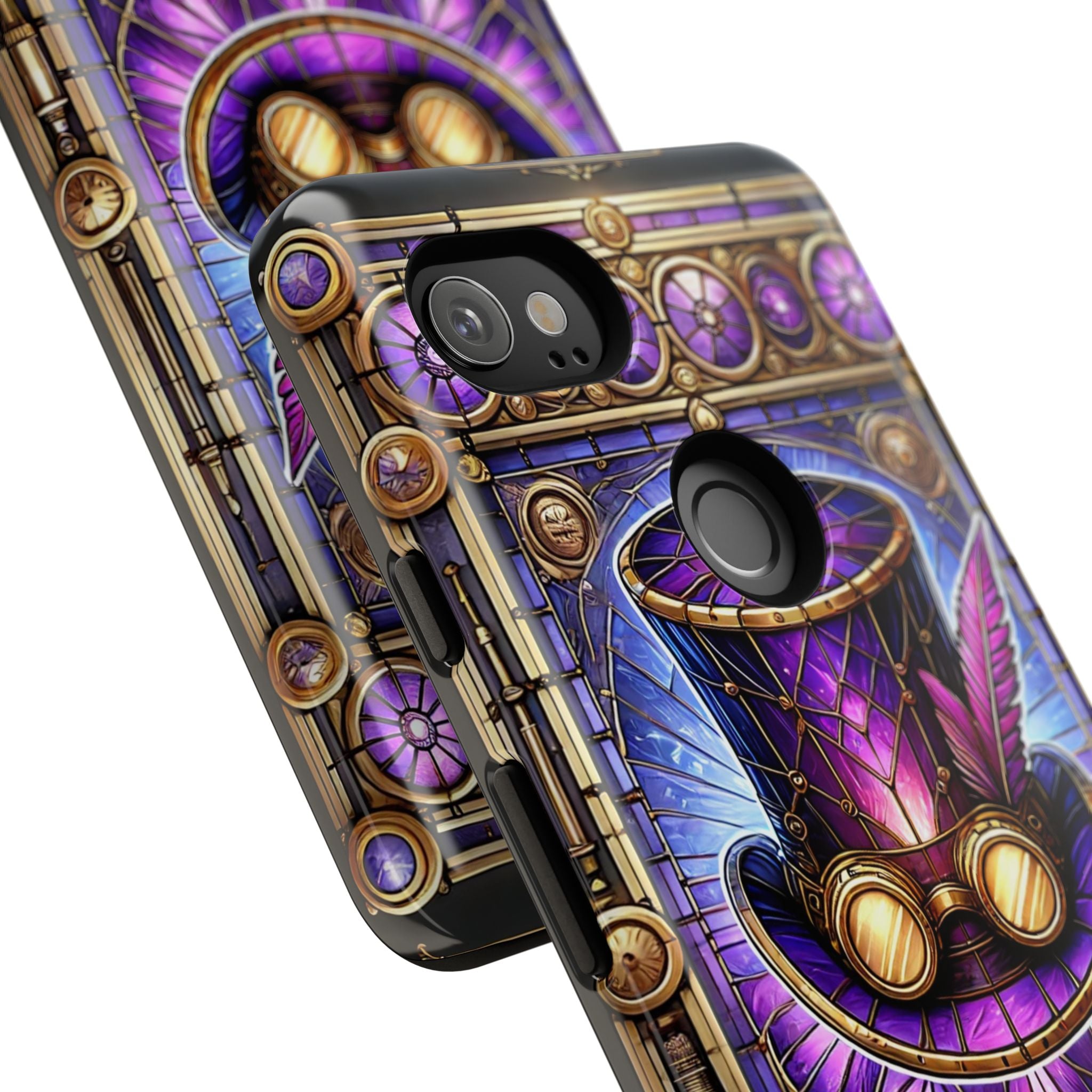 Stained Glass Steampunk Android Phone Case – 3D Full-Wrap Protective Cover with TPU Liner