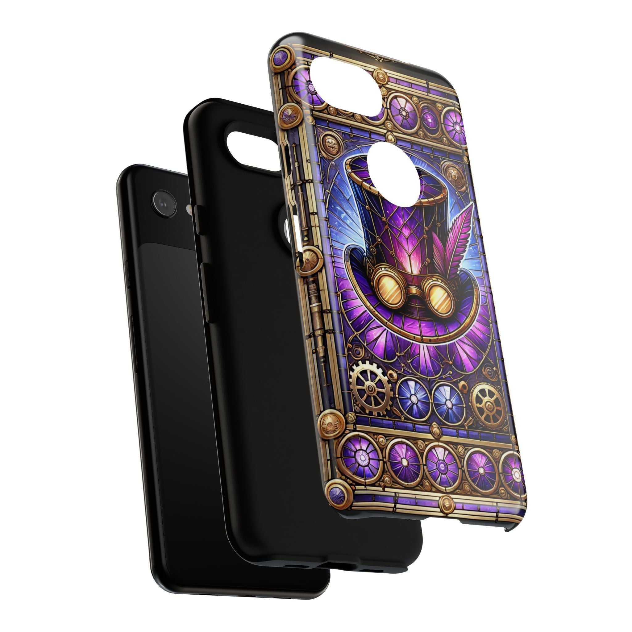 Stained Glass Steampunk Android Phone Case – 3D Full-Wrap Protective Cover with TPU Liner