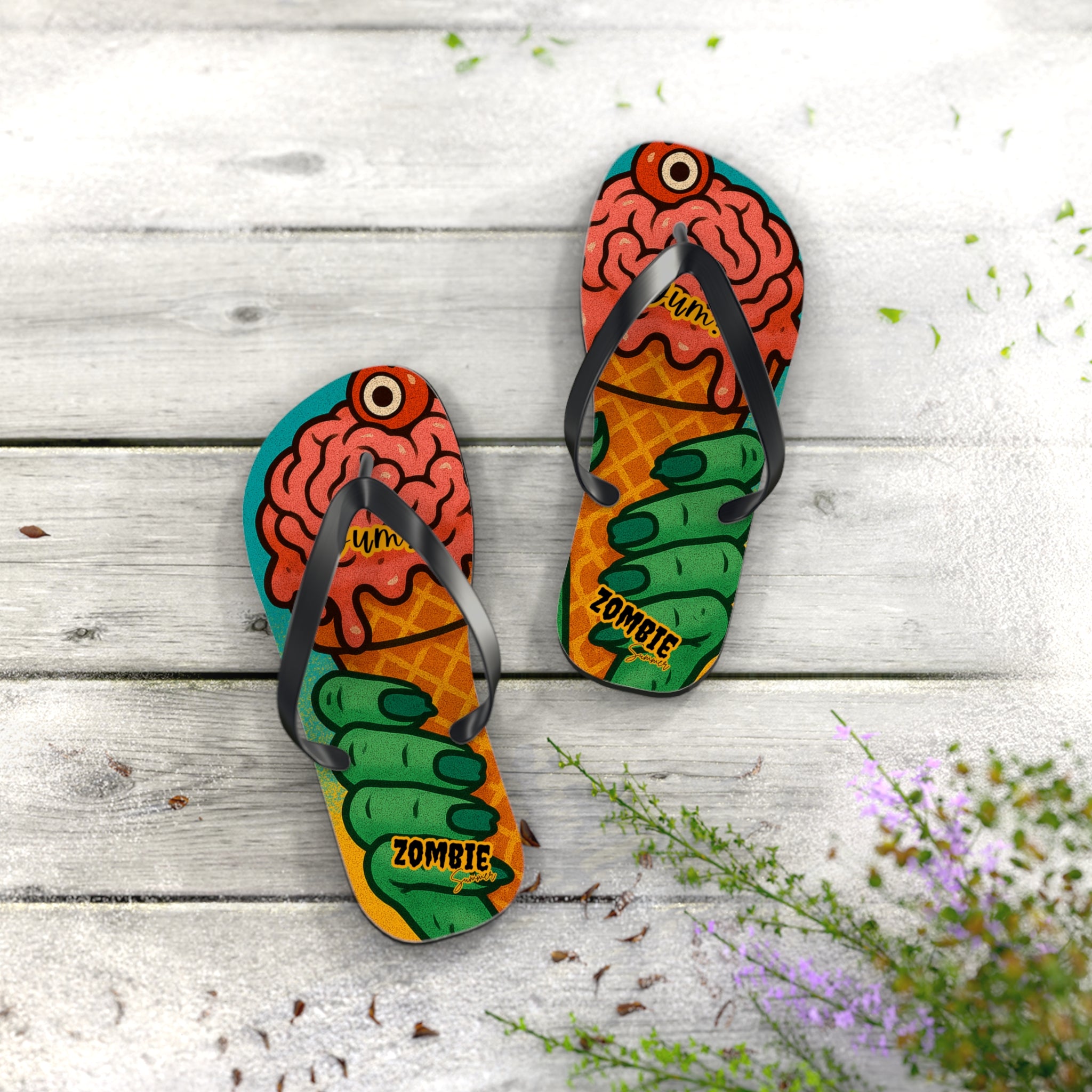 Zombie Ice Cream Flip Flops - Fun Summerween Footwear