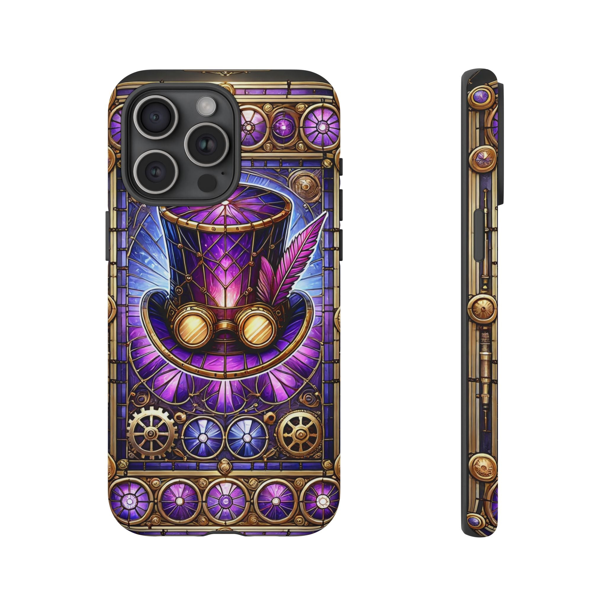 Stained Glass Steampunk iPhone Case – 3D Full-Wrap Protective Phone Cover With TPU Liner