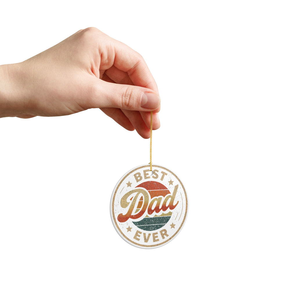 Best Dad Ever Ceramic Holiday Decoration Ornament, Hanging Christmas Tree Ornament