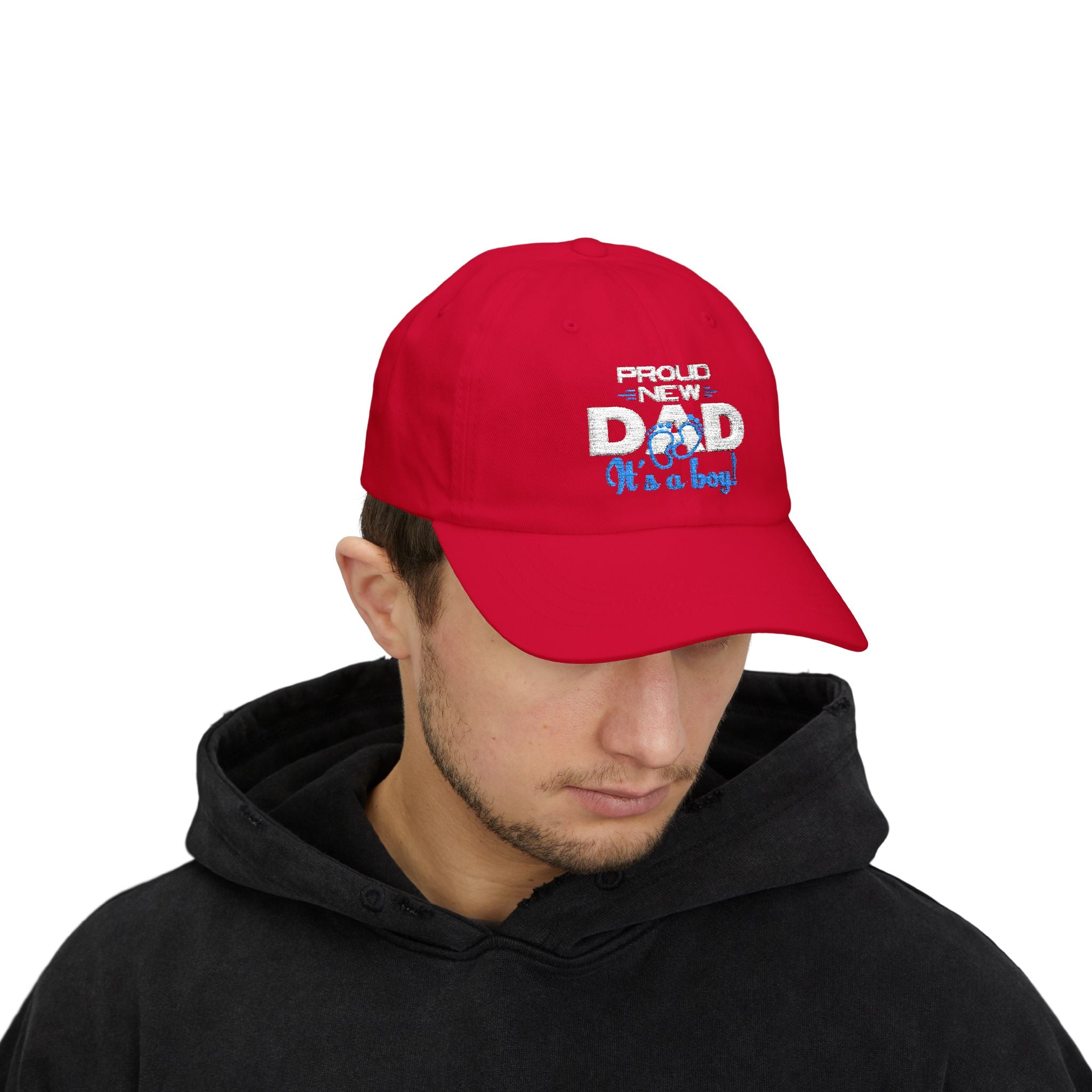 New Dad Cap - "Proud New Dad, It's a Boy" Embroidered Baseball Hat