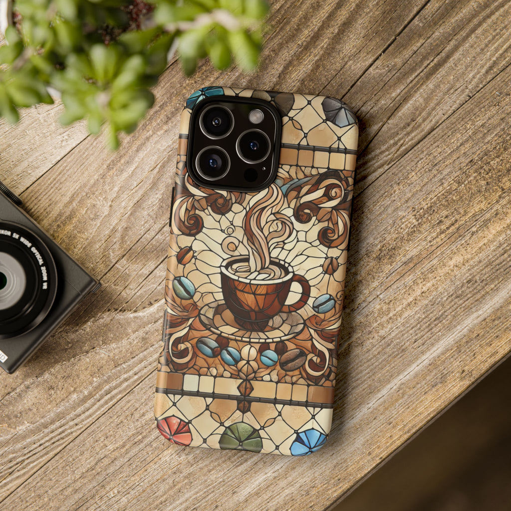 Stained Glass Coffee iPhone Case – Shockproof TPU, 3D Wrap Design