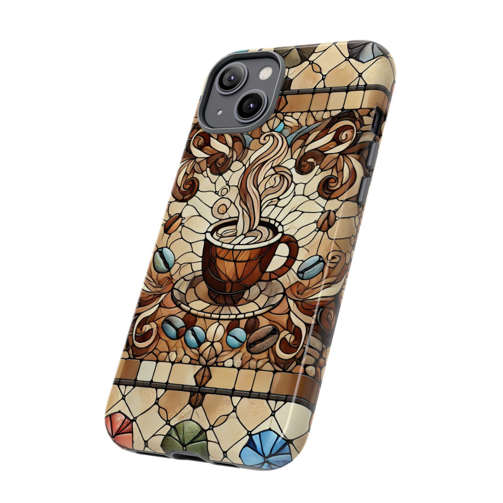 Stained Glass Coffee iPhone Case – Shockproof TPU, 3D Wrap Design