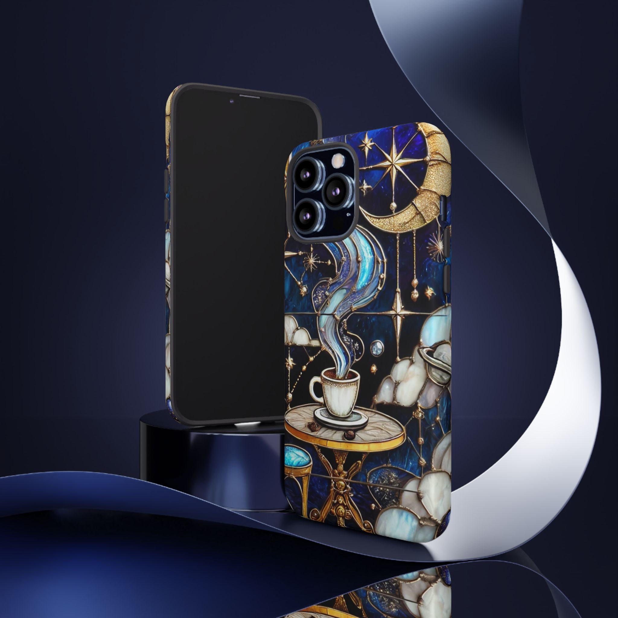 Celestial Stained Glass Coffee iPhone Case – Shockproof 3D Wrap