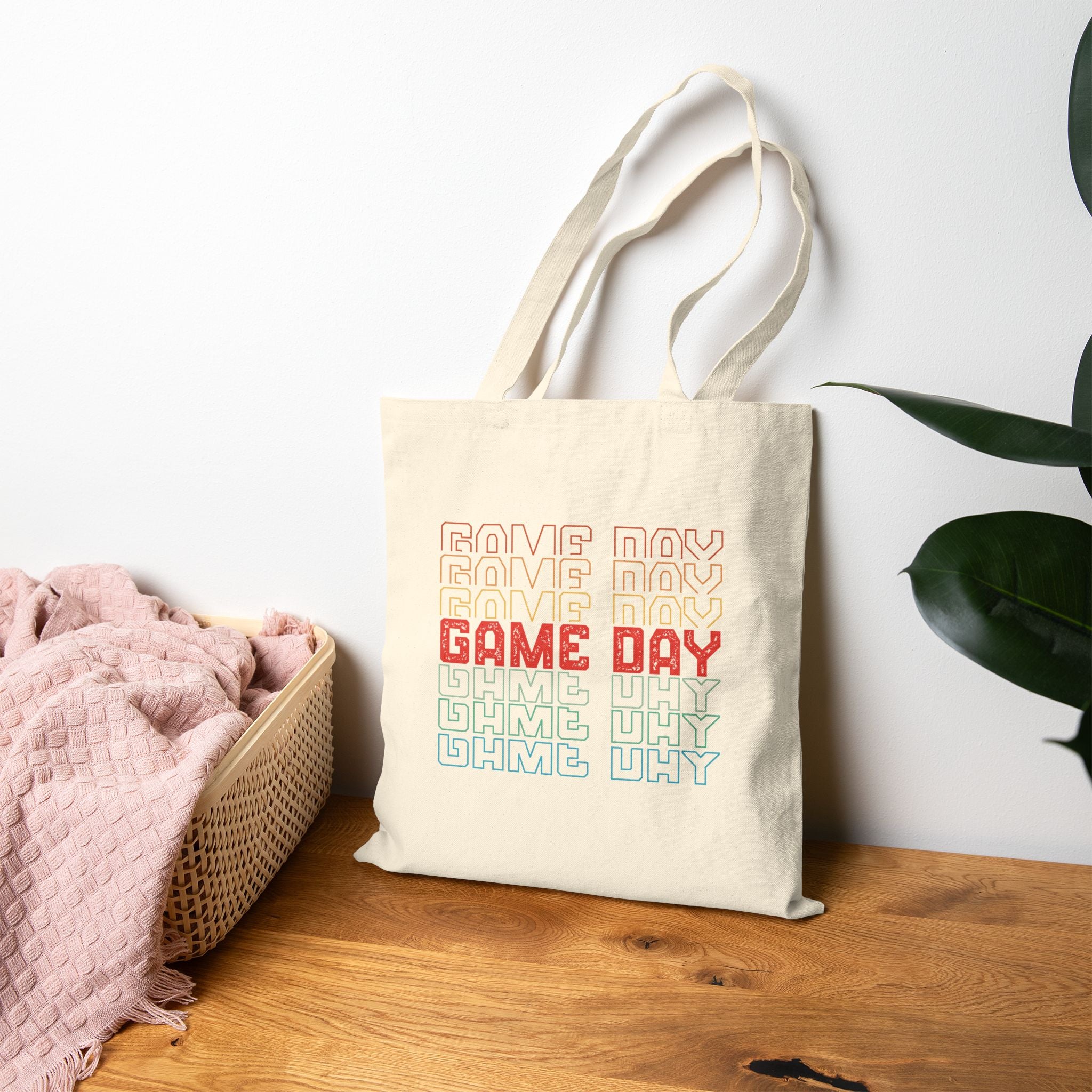 Retro Game Day Cotton Canvas Tote Bag, Reusable Shopping or Laptop Bag
