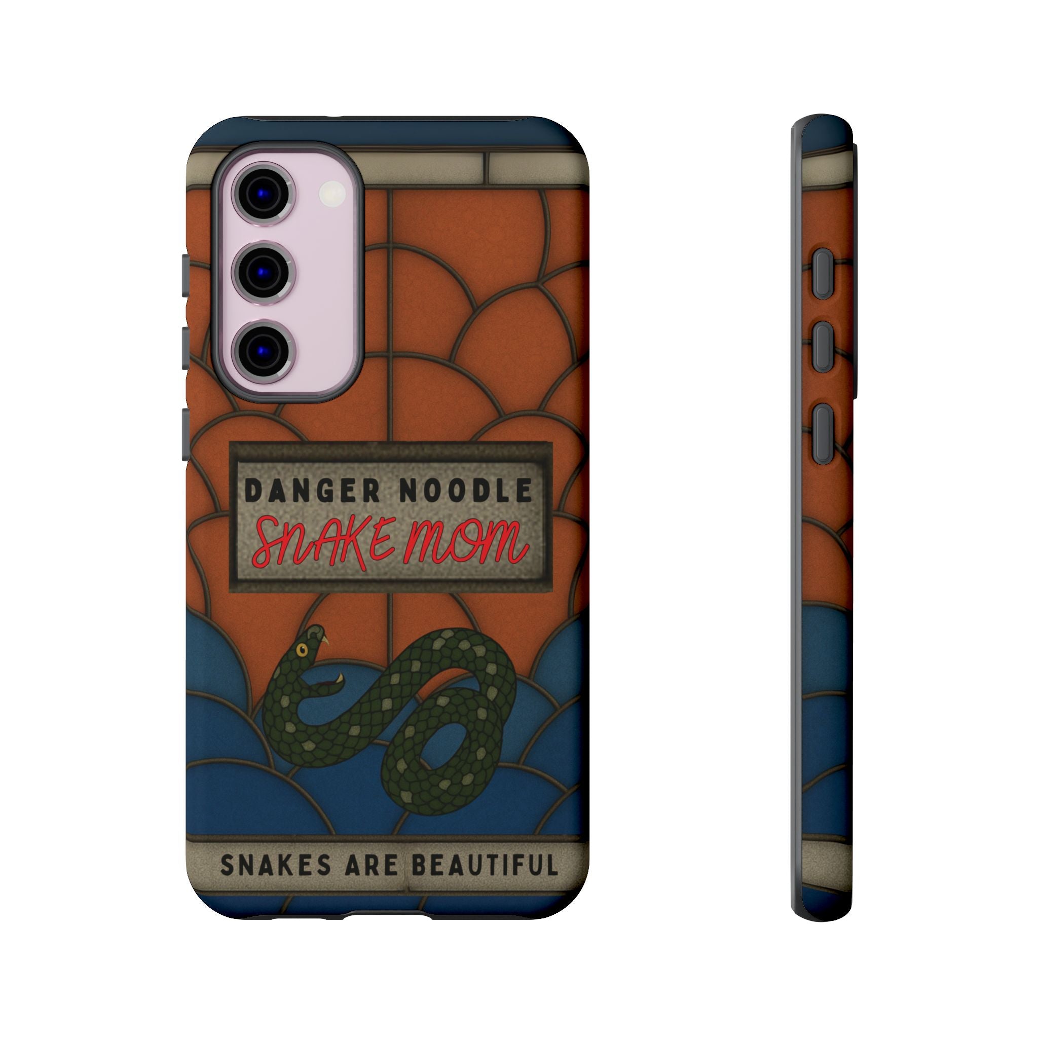 Danger Noodle Snake Mom Phone Case | Snakes Are Beautiful |Stained Glass Snake Art | Funny Snake Lover Gift |  Reptile Mom Phone Cover