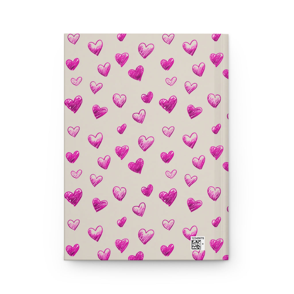 Personalized Highland Cow with Hearts Hardcover Journal, Custom Valentines Diary Notebook