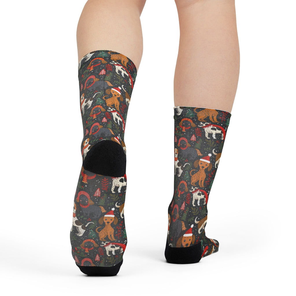 Dog Pattern Crew Socks — Holiday Puppy Socks