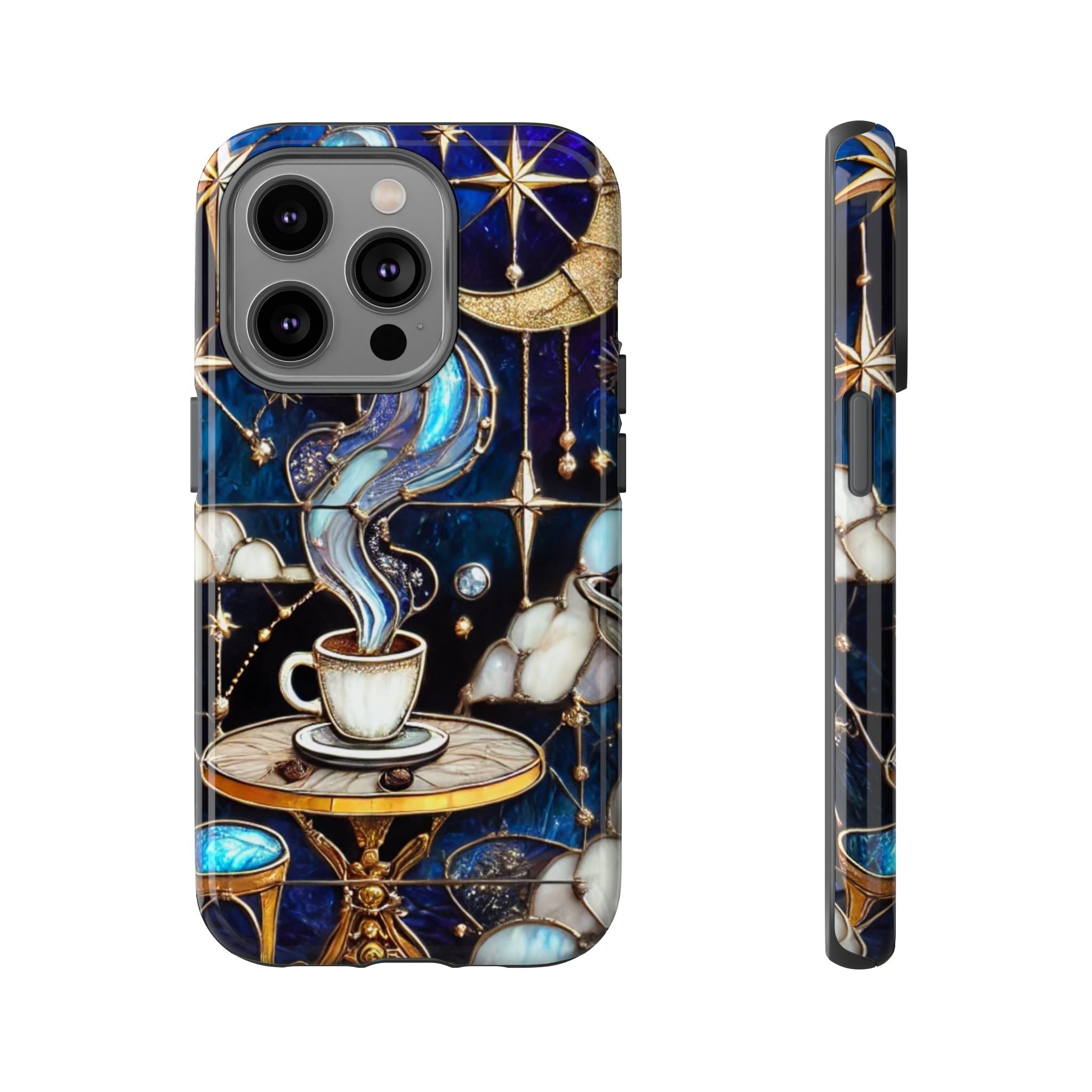 Celestial Stained Glass Coffee iPhone Case – Shockproof 3D Wrap