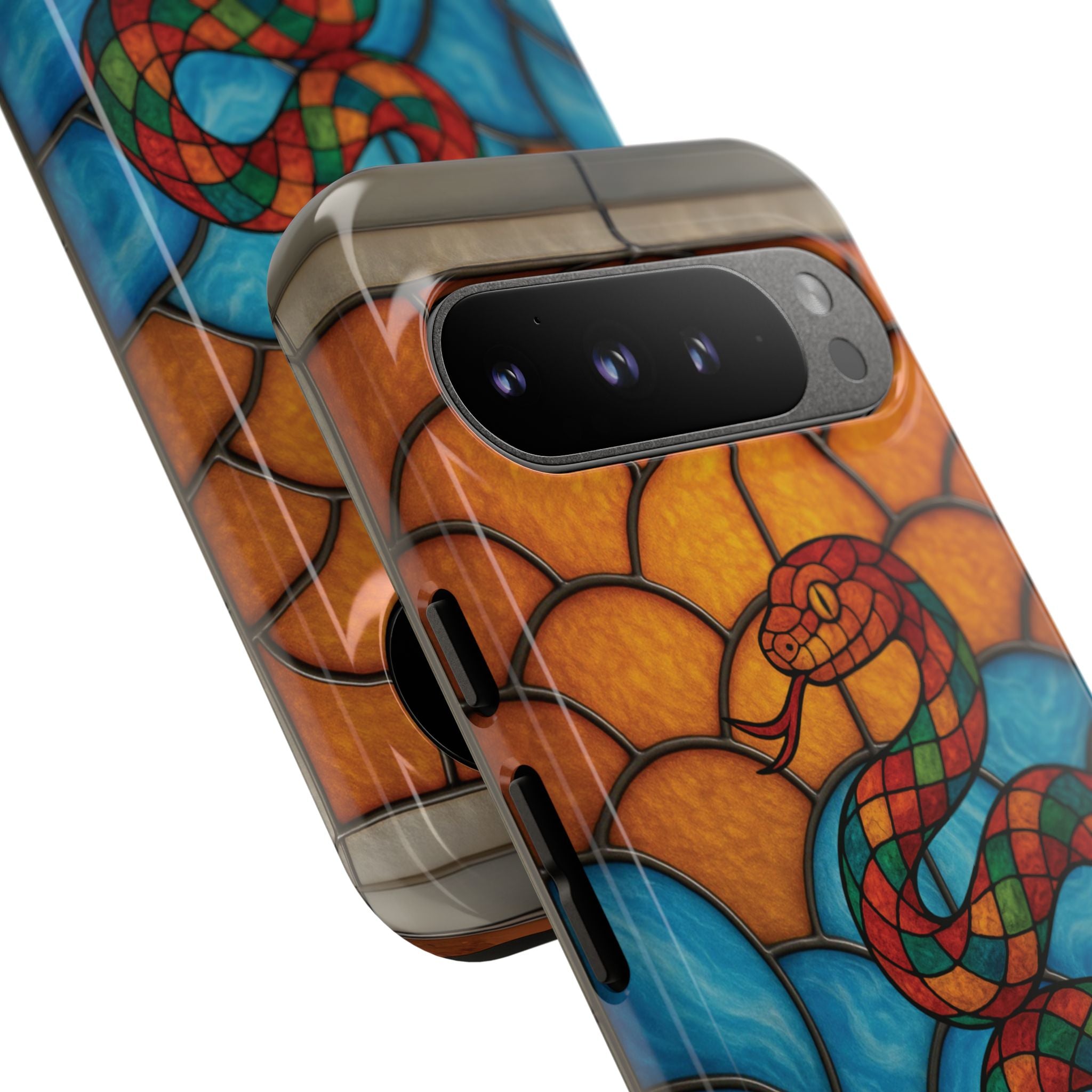 Snakes Are Beautiful Stained Glass Phone Case, Colorful Reptile Design Phone Cover, Nature Lovers Reptile Phone Case, Danger Noodle Case