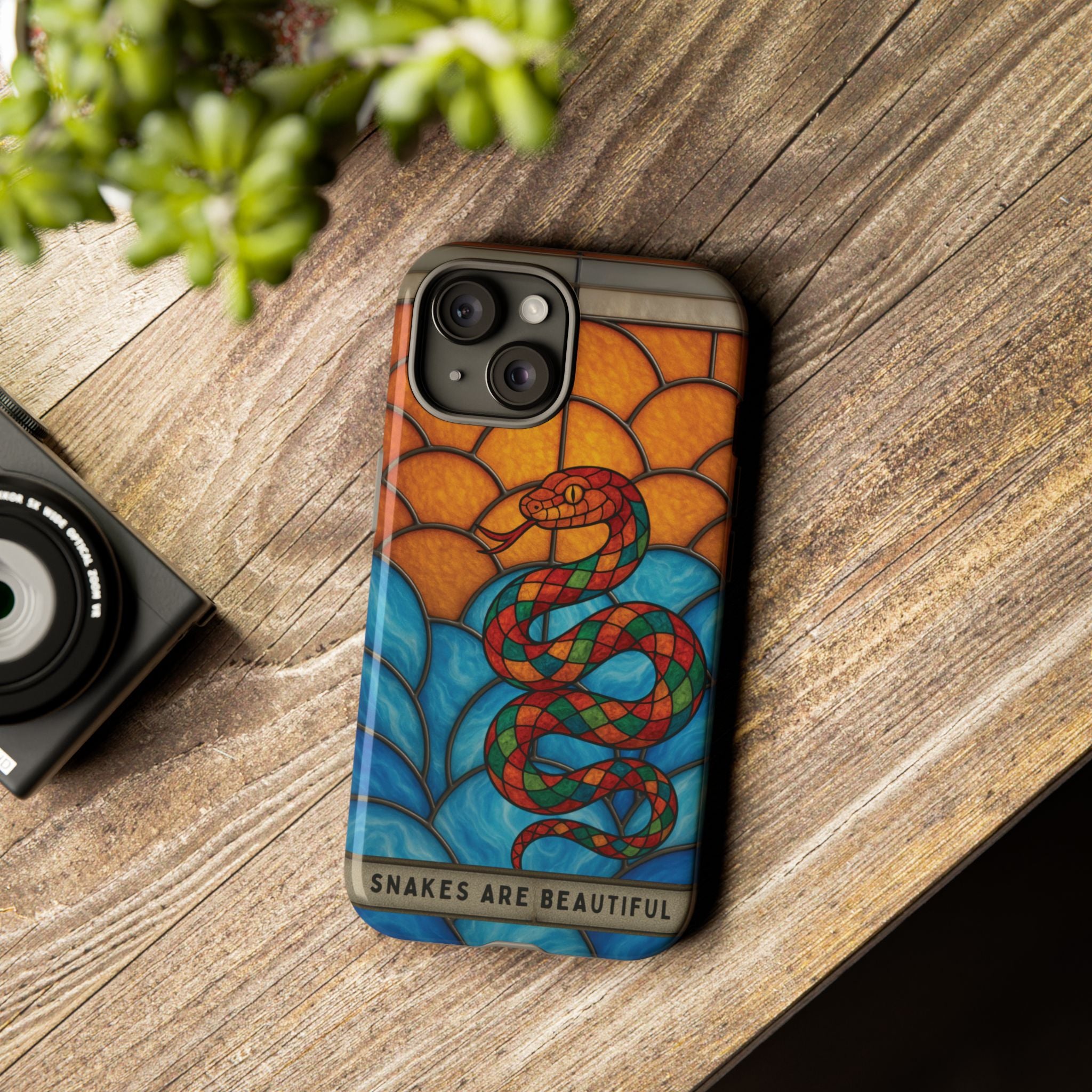 Snakes Are Beautiful Stained Glass Phone Case, Colorful Reptile Design Phone Cover, Nature Lovers Reptile Phone Case, Danger Noodle Case
