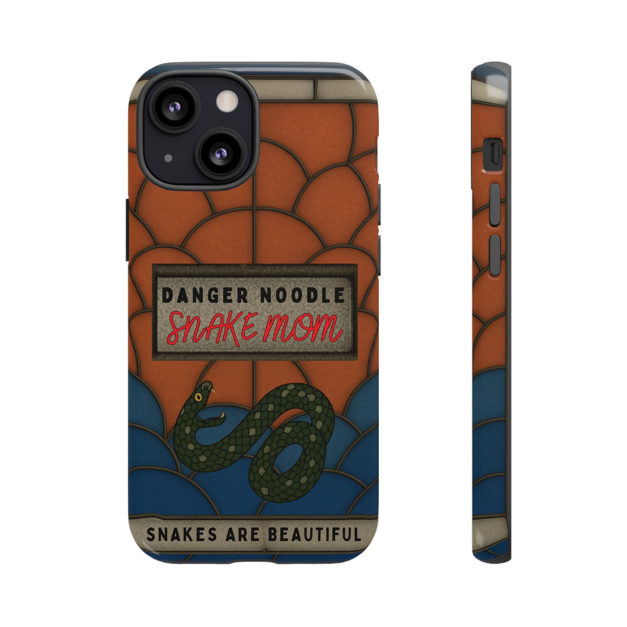 Danger Noodle Snake Mom Phone Case | Snakes Are Beautiful |Stained Glass Snake Art | Funny Snake Lover Gift |  Reptile Mom Phone Cover