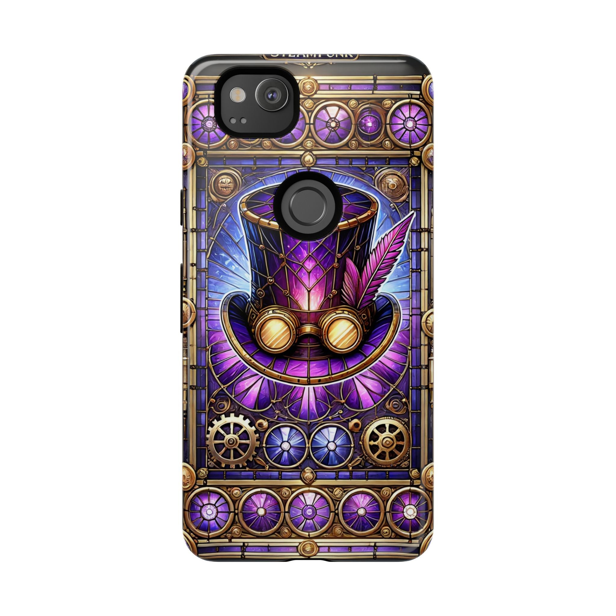 Stained Glass Steampunk Android Phone Case – 3D Full-Wrap Protective Cover with TPU Liner