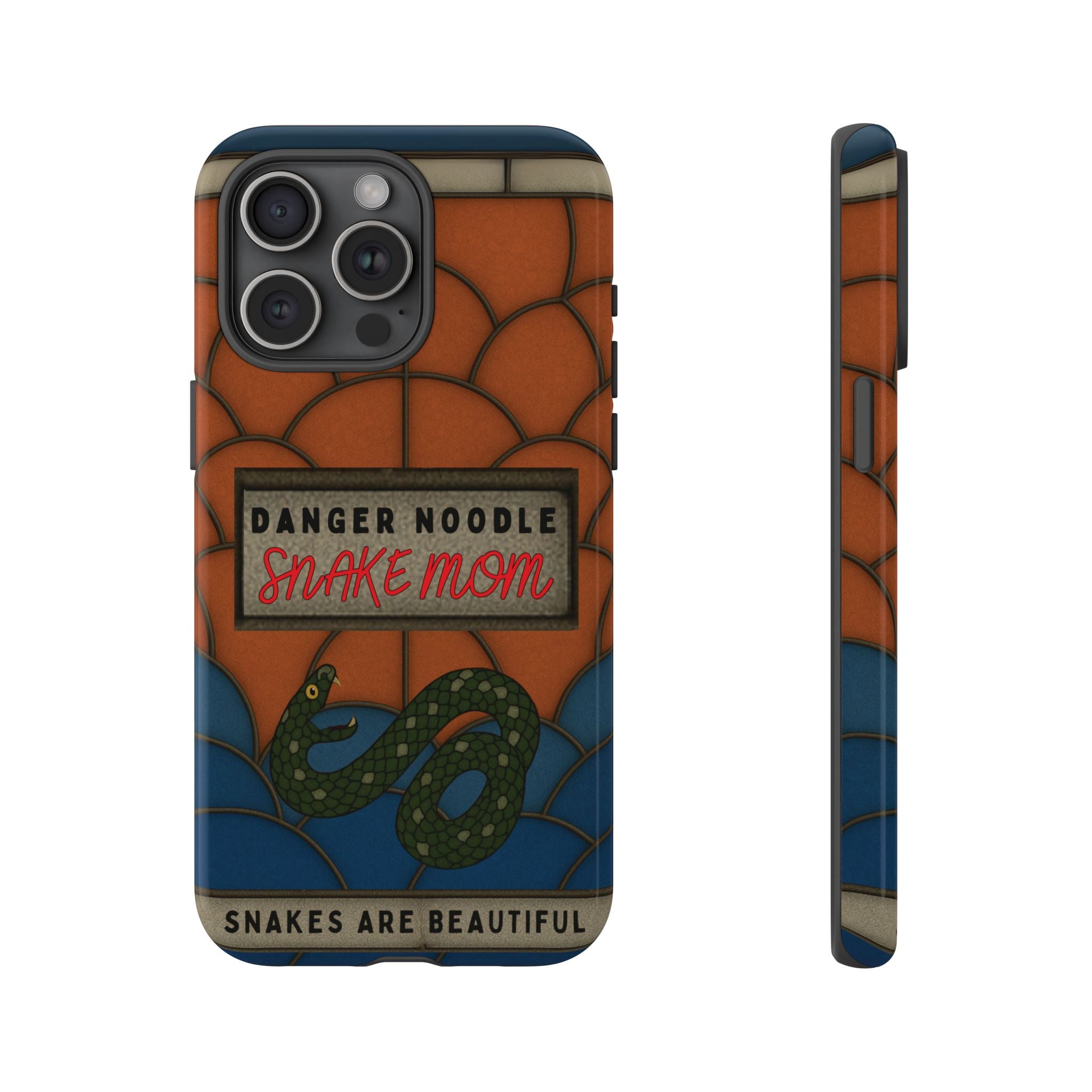 Danger Noodle Snake Mom Phone Case | Snakes Are Beautiful |Stained Glass Snake Art | Funny Snake Lover Gift |  Reptile Mom Phone Cover
