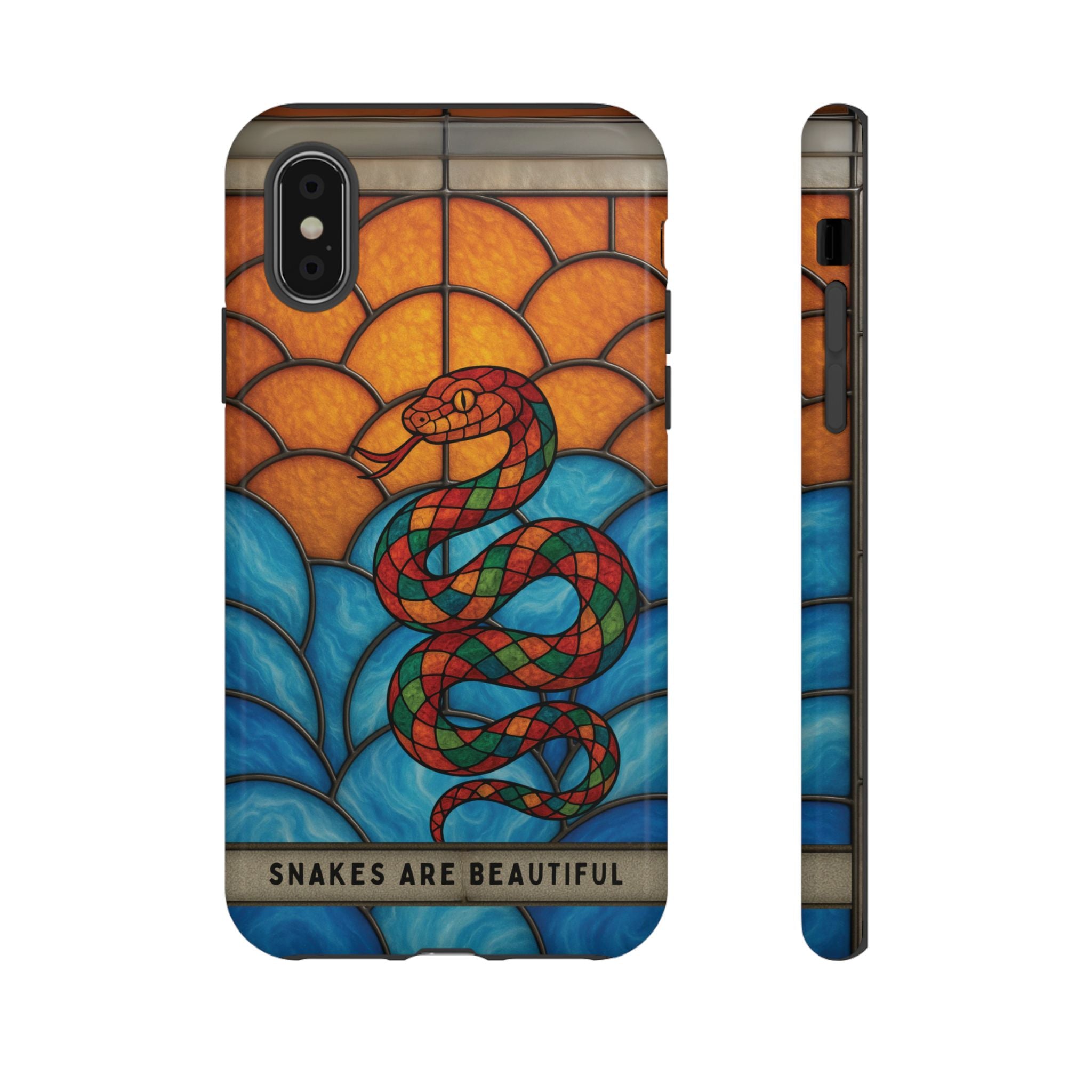 Snakes Are Beautiful Stained Glass Phone Case, Colorful Reptile Design Phone Cover, Nature Lovers Reptile Phone Case, Danger Noodle Case