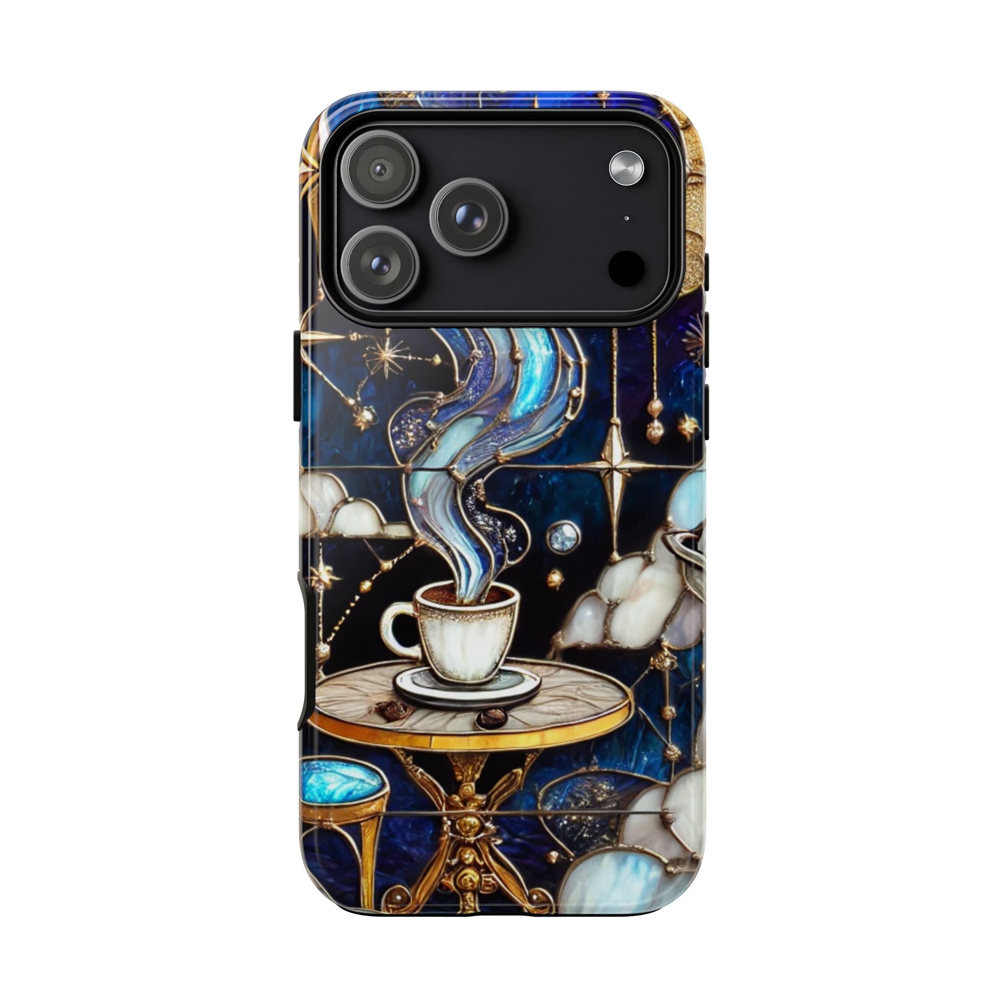 Celestial Stained Glass Coffee iPhone Case – Shockproof 3D Wrap