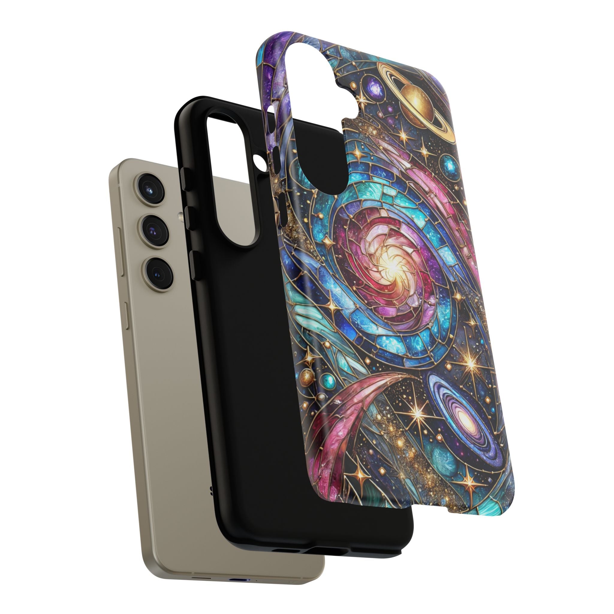 Stained Glass Celestial Android Phone Case – 3D Galaxy Full-Wrap Protective Cover with TPU Liner
