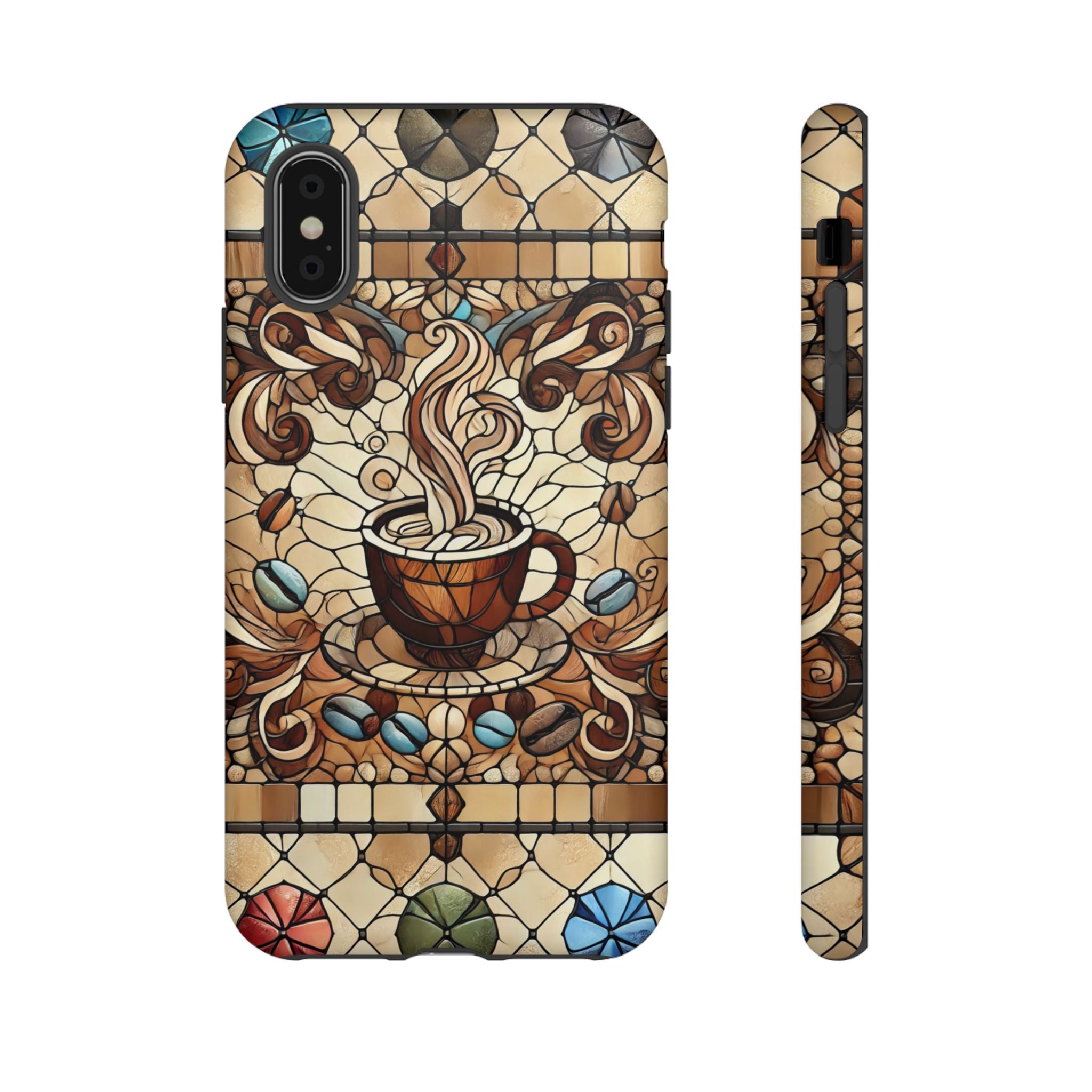 Stained Glass Coffee iPhone Case – Shockproof TPU, 3D Wrap Design