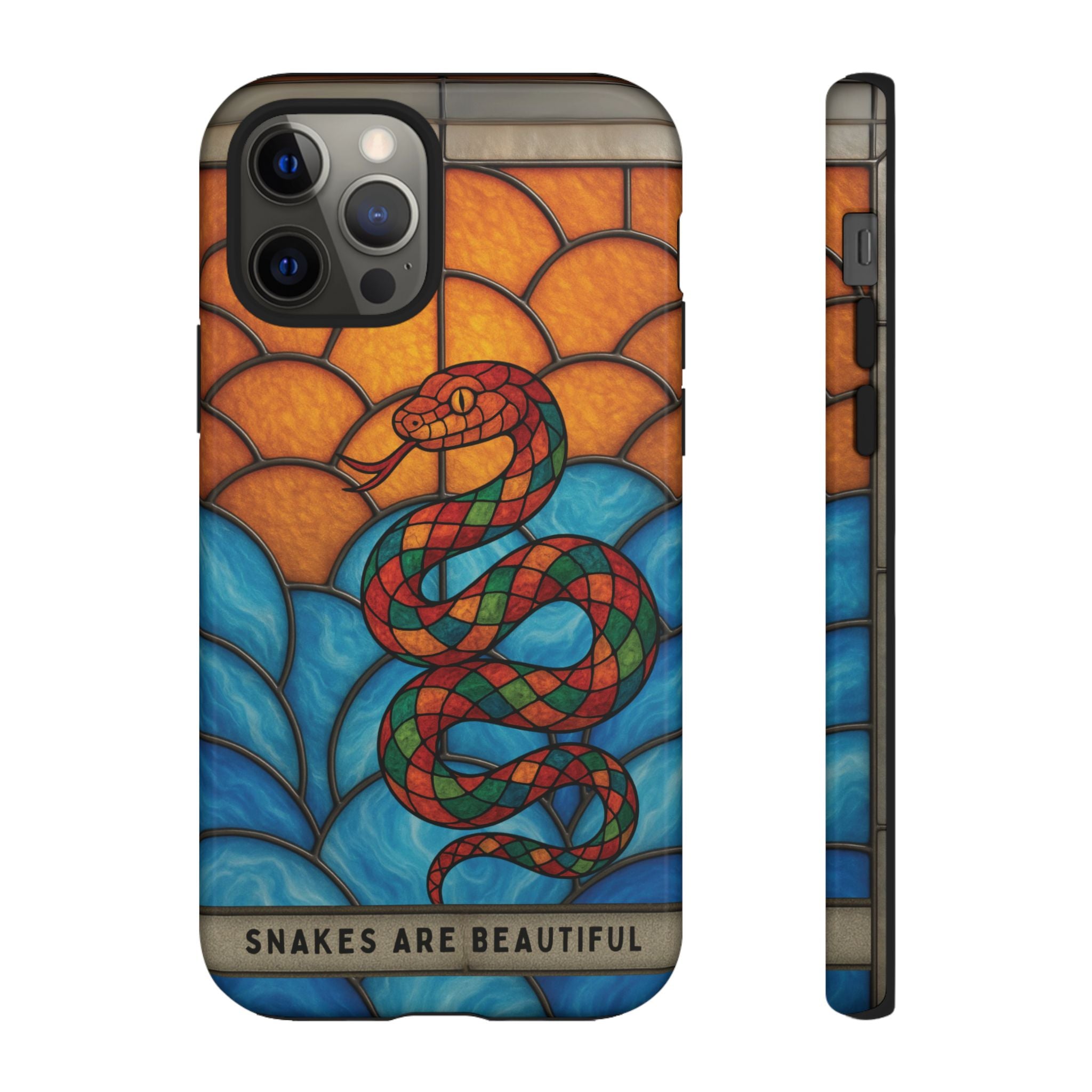 Snakes Are Beautiful Stained Glass Phone Case, Colorful Reptile Design Phone Cover, Nature Lovers Reptile Phone Case, Danger Noodle Case