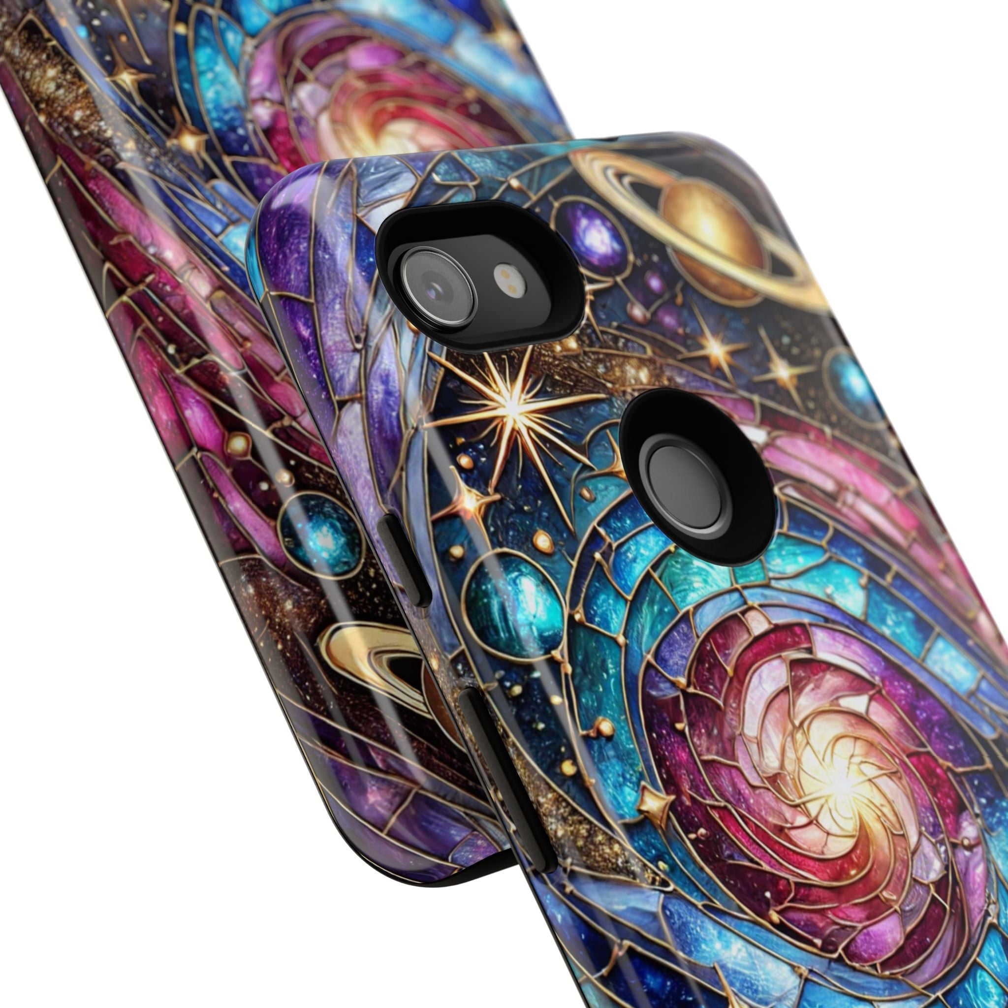 Stained Glass Celestial Android Phone Case – 3D Galaxy Full-Wrap Protective Cover with TPU Liner