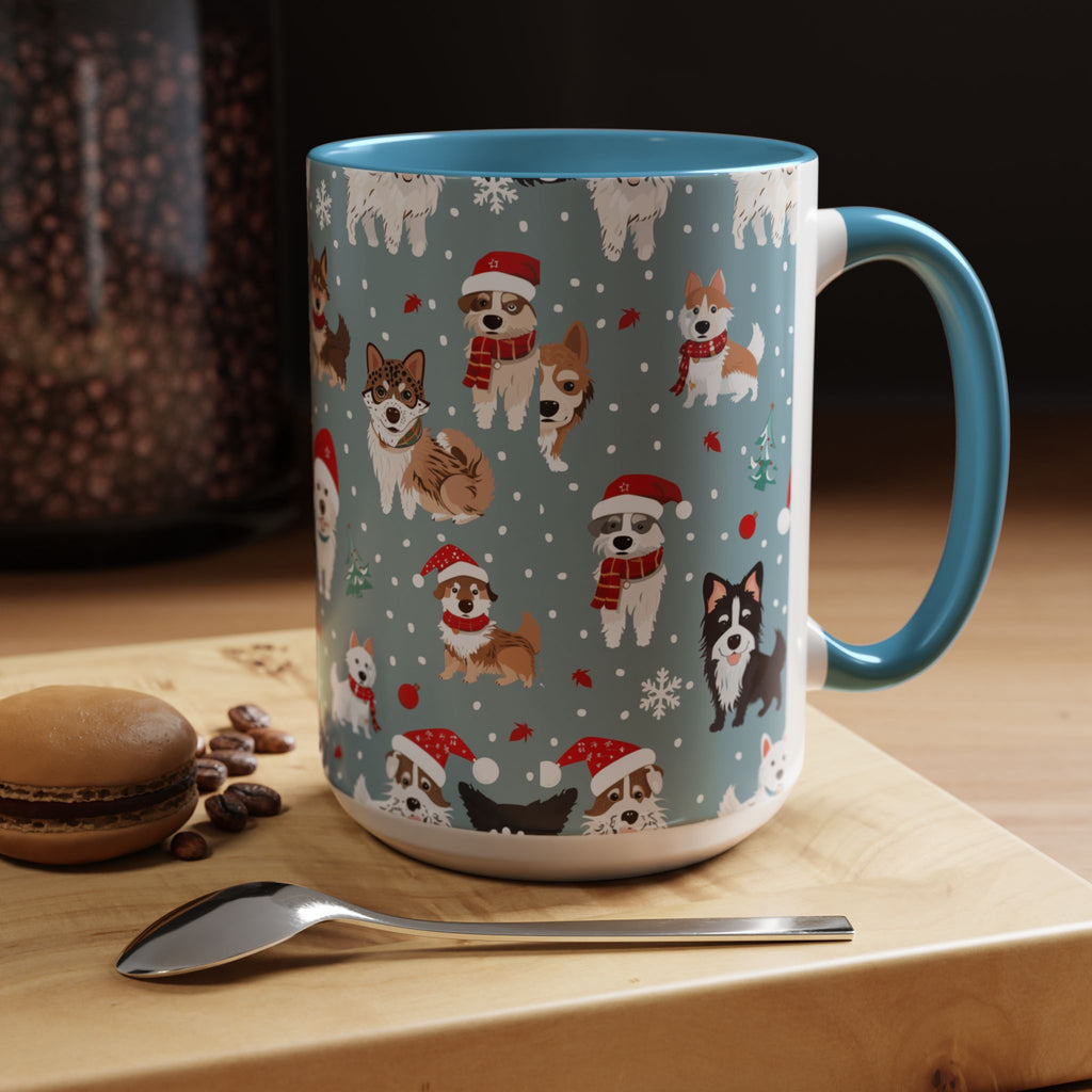 Corgi Holiday Coffee Mug – Cute Santa Dog Pattern Accent Mug (11/15oz)