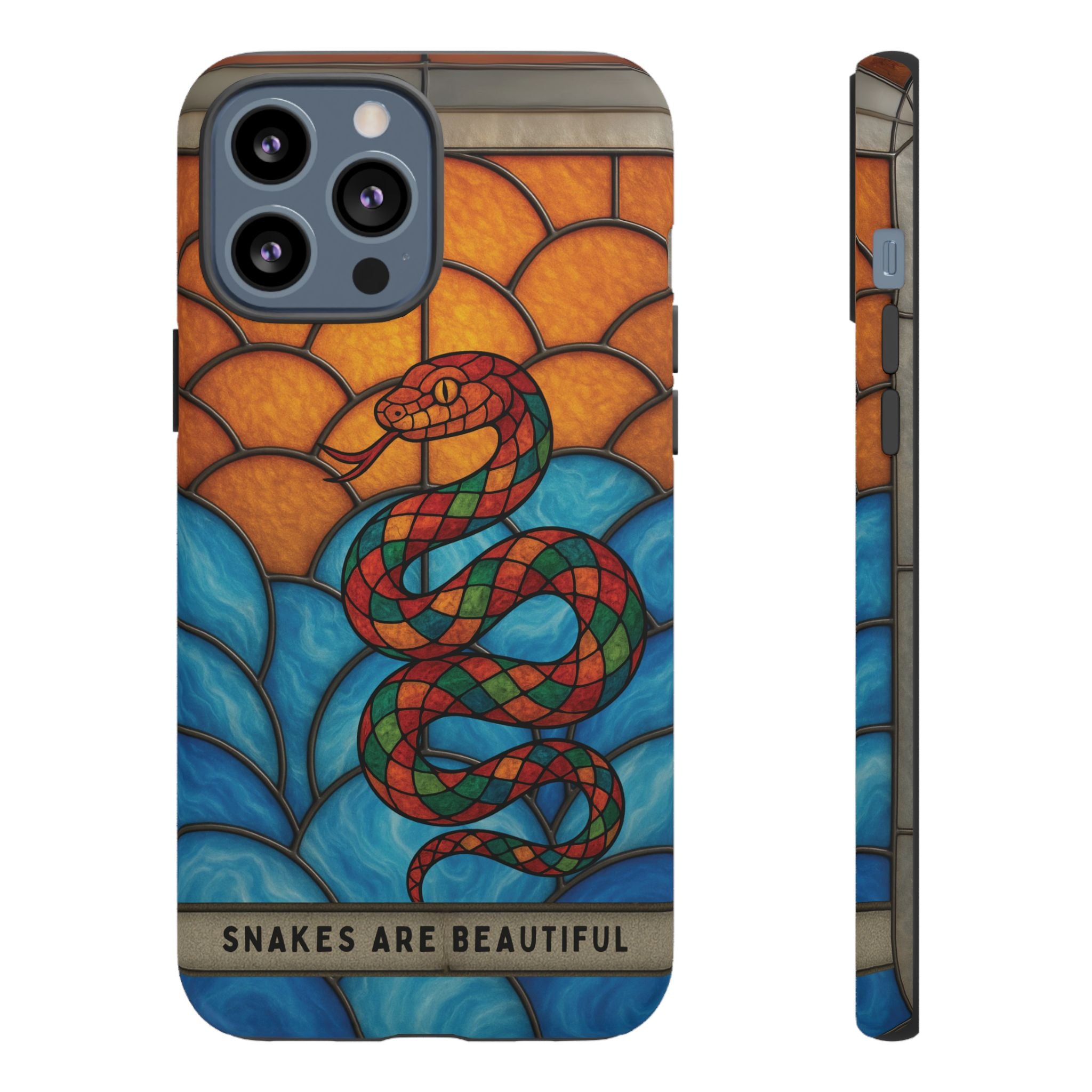Snakes Are Beautiful Stained Glass Phone Case, Colorful Reptile Design Phone Cover, Nature Lovers Reptile Phone Case, Danger Noodle Case