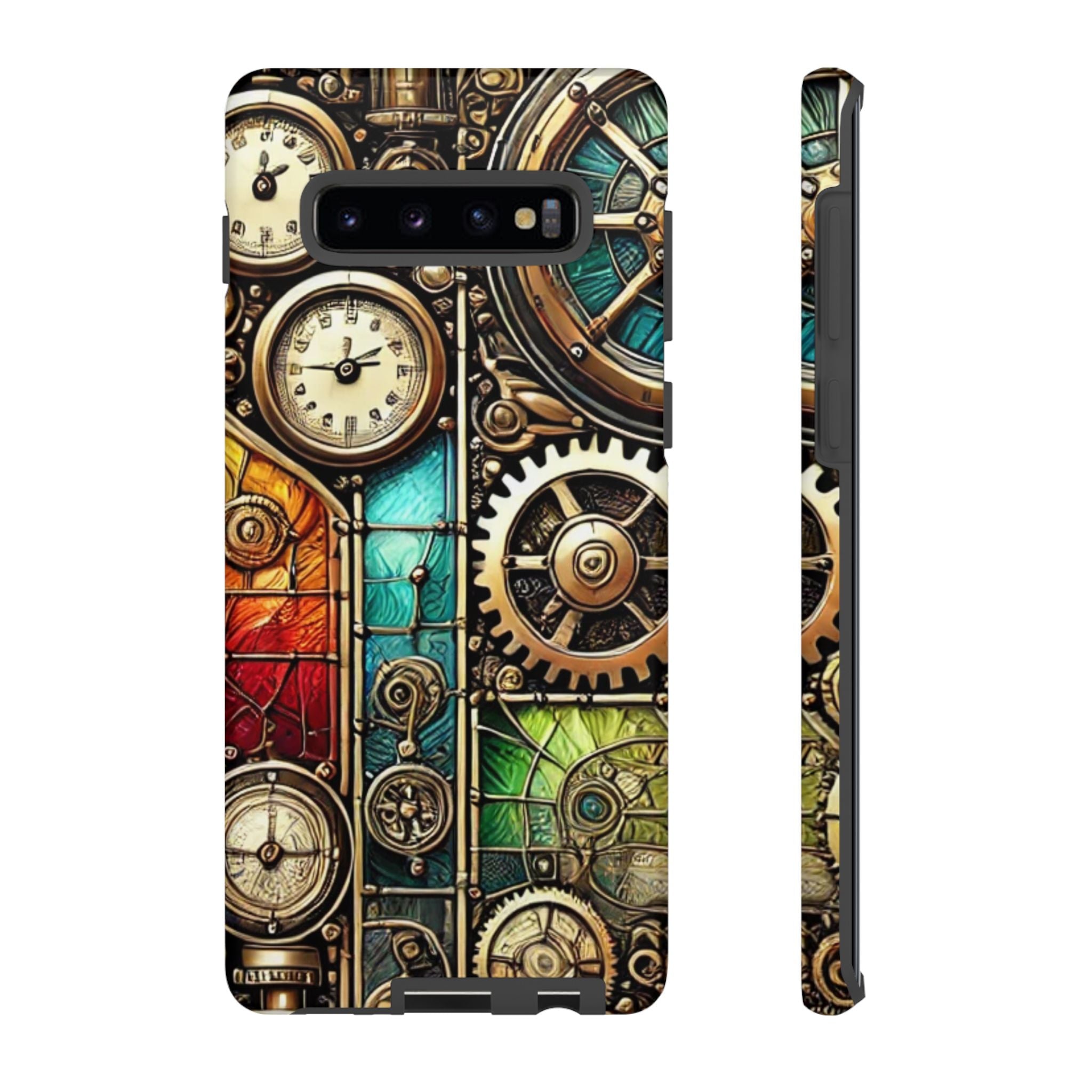Steampunk Faux Stained Glass Android Phone Case – 3D Full-Wrap Protective Cover with TPU Liner