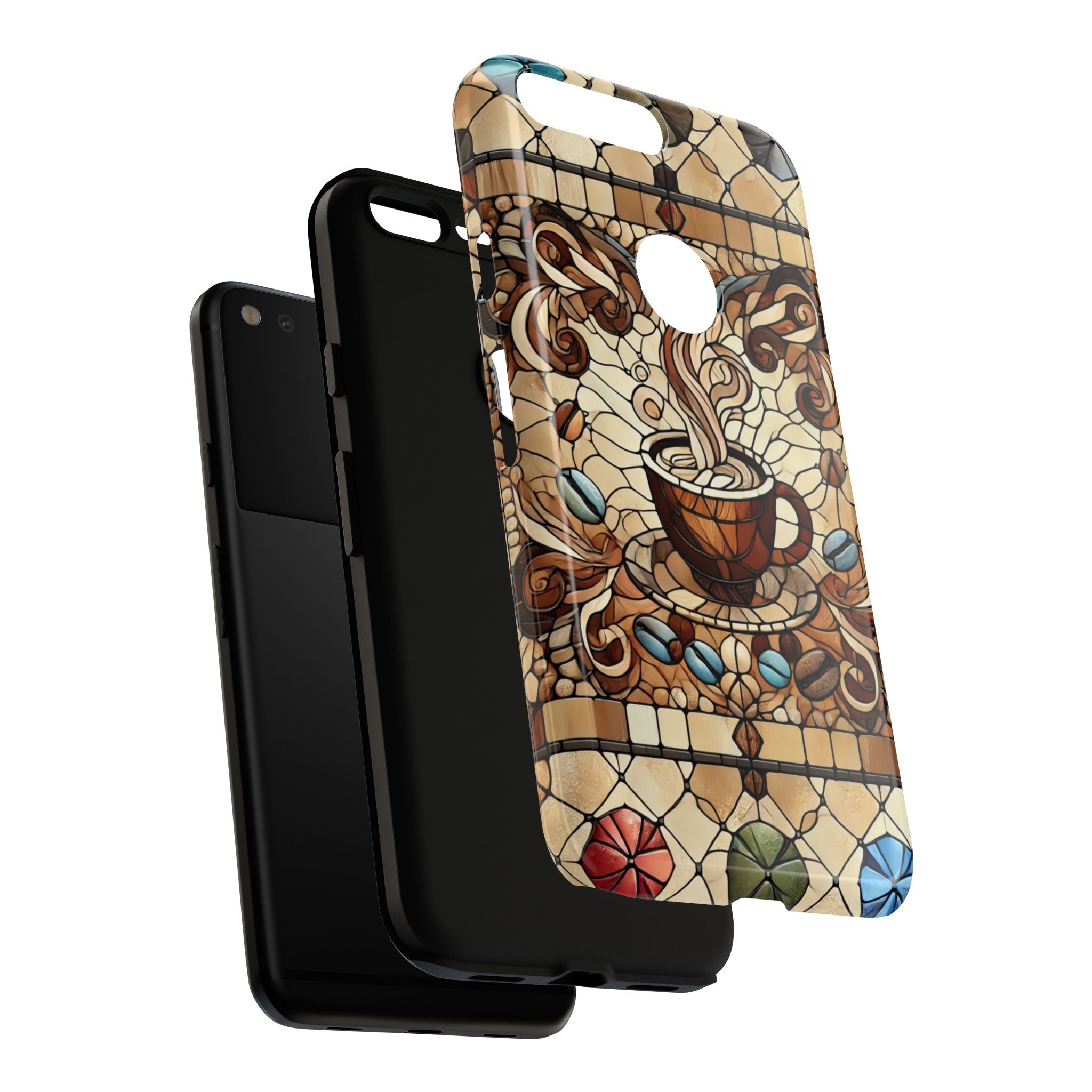 Stained Glass Coffee Android Phone Case – Shockproof TPU, 3D Wrap