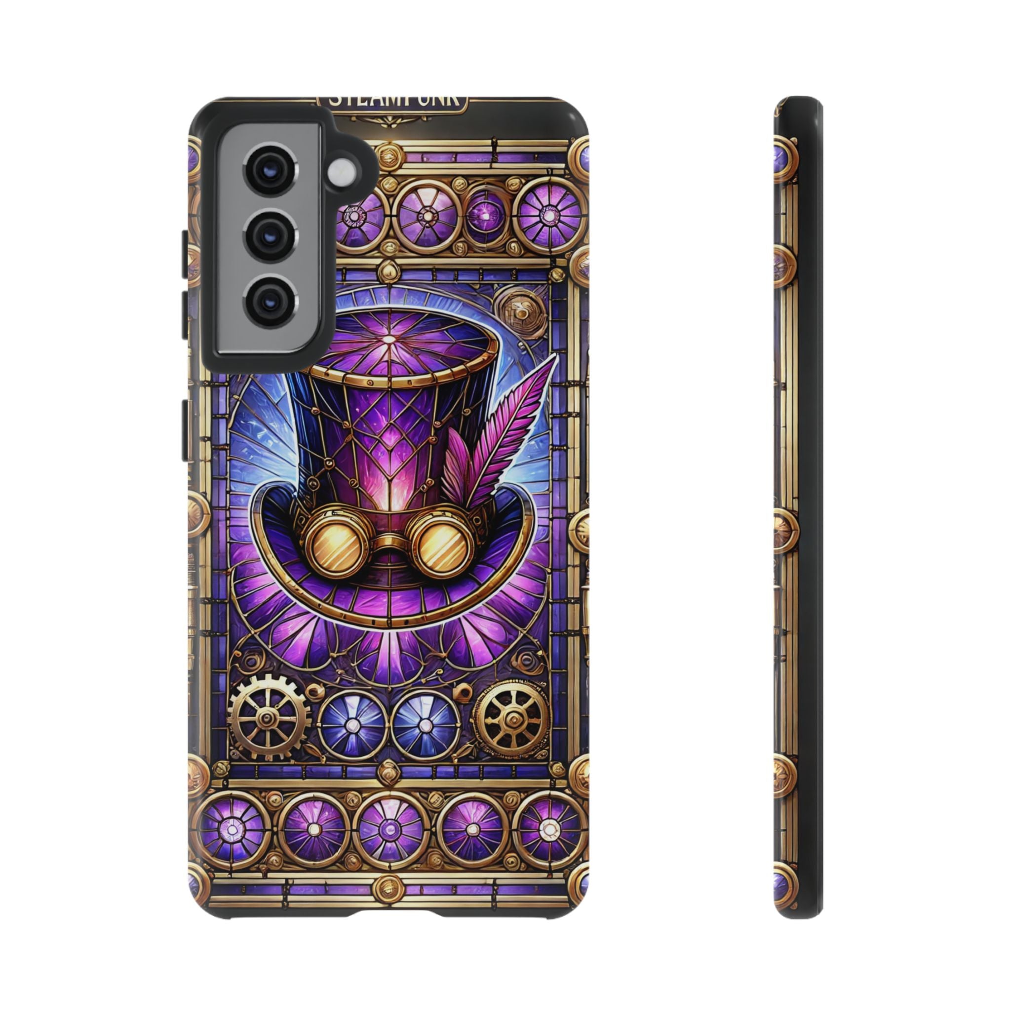 Stained Glass Steampunk Android Phone Case – 3D Full-Wrap Protective Cover with TPU Liner
