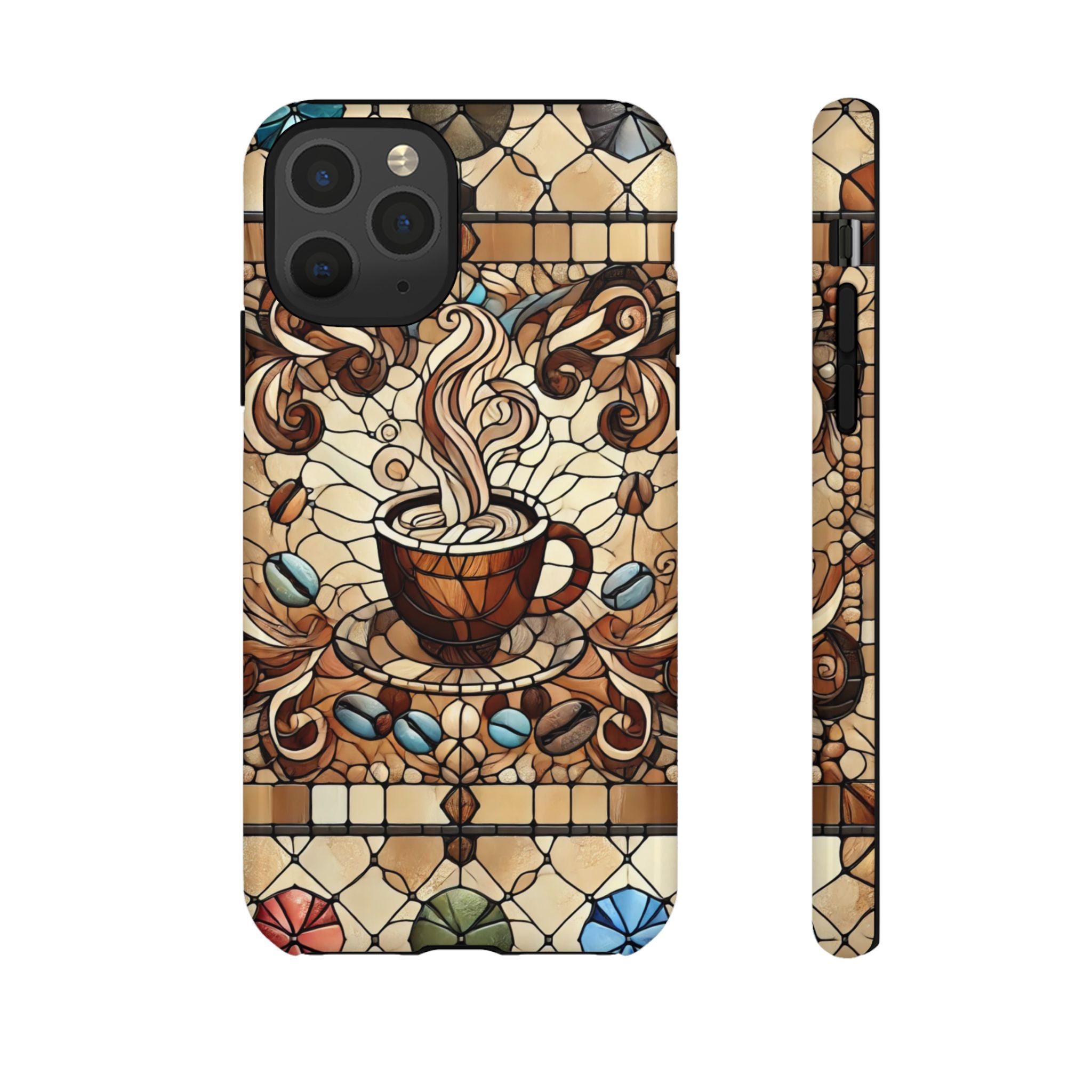 Stained Glass Coffee iPhone Case – Shockproof TPU, 3D Wrap Design