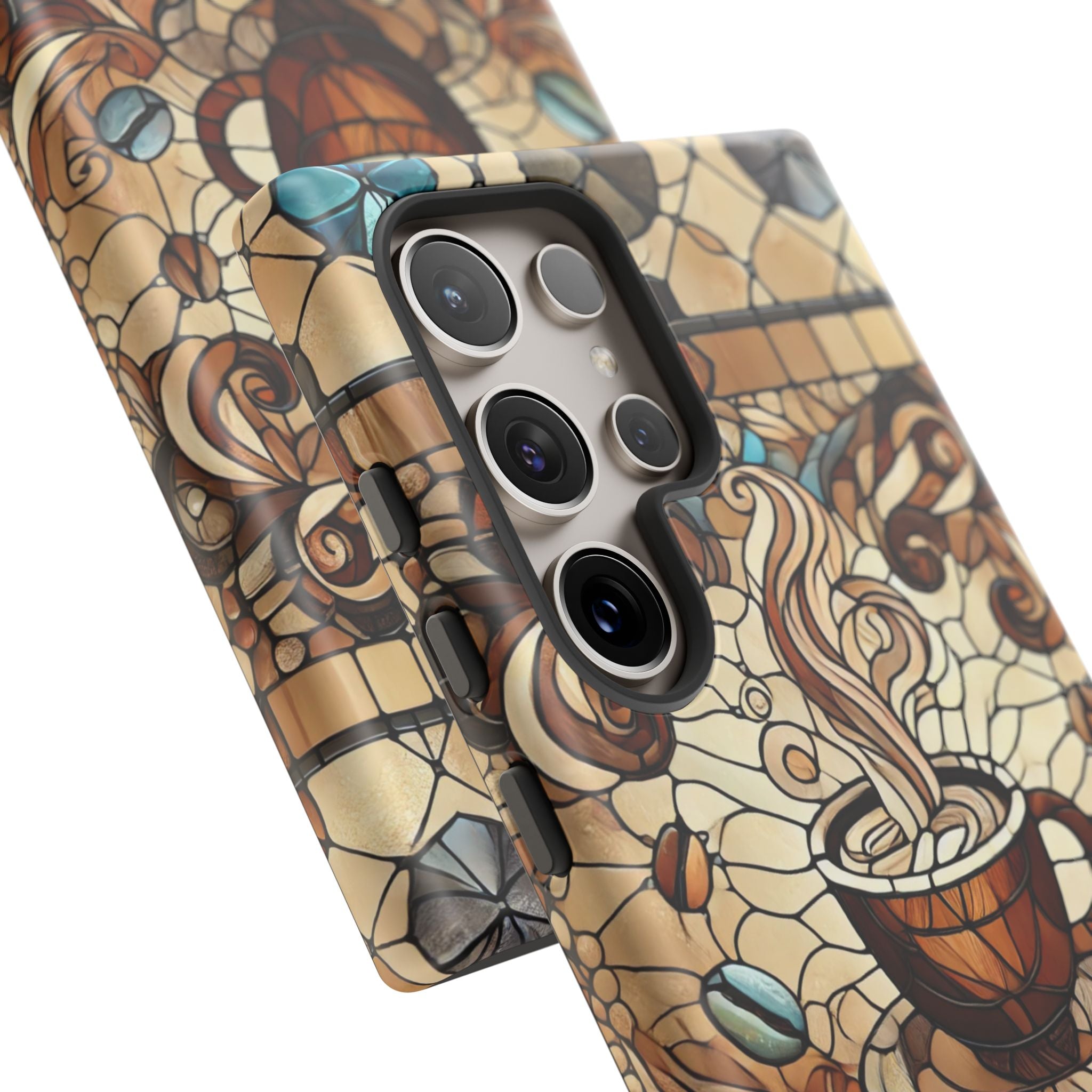 Stained Glass Coffee iPhone Case – Shockproof TPU, 3D Wrap Design