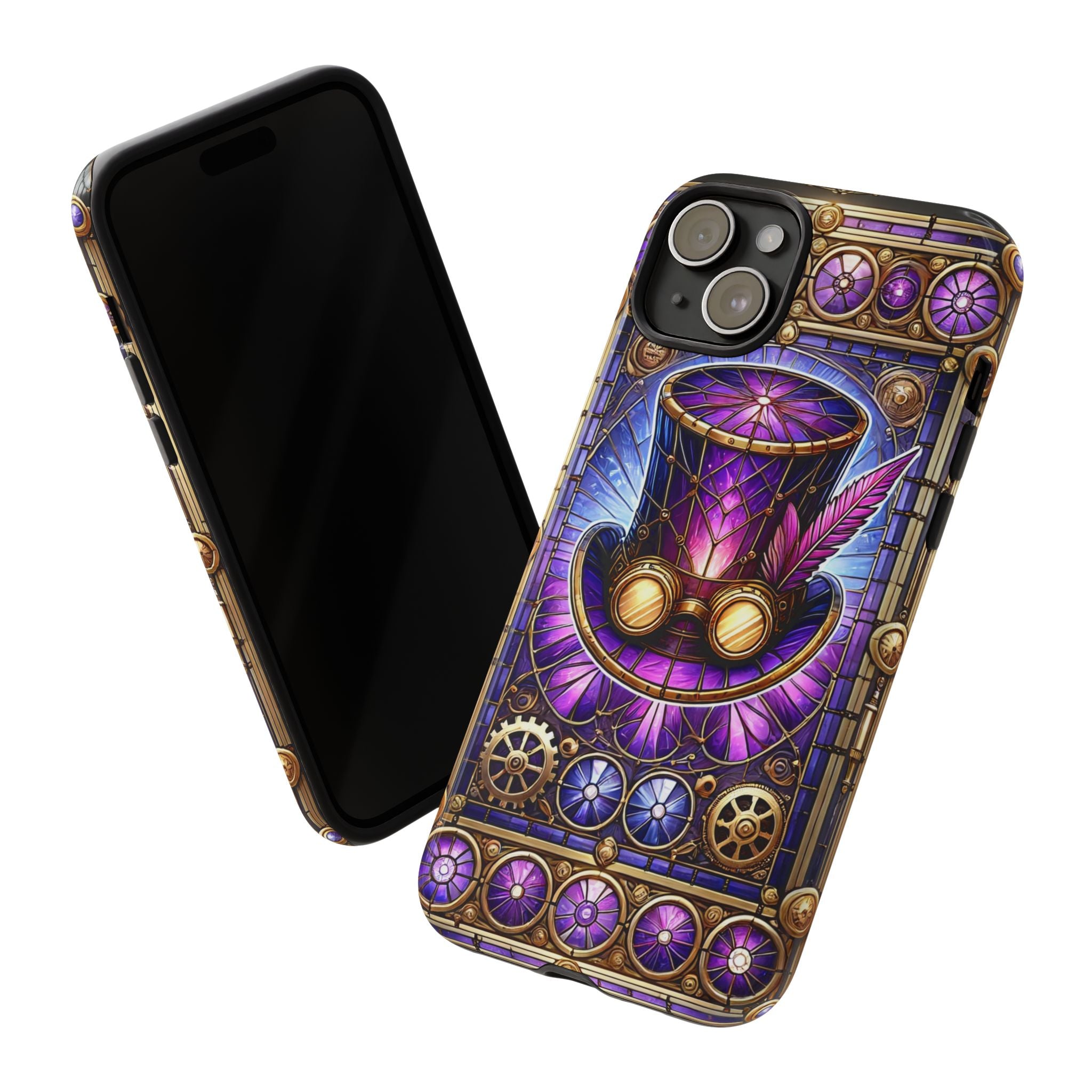 Stained Glass Steampunk iPhone Case – 3D Full-Wrap Protective Phone Cover With TPU Liner