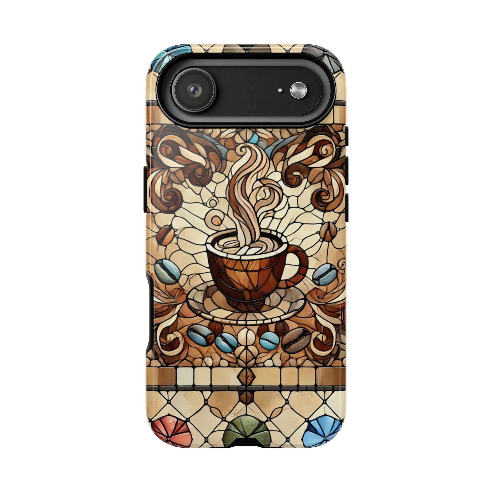Stained Glass Coffee iPhone Case – Shockproof TPU, 3D Wrap Design
