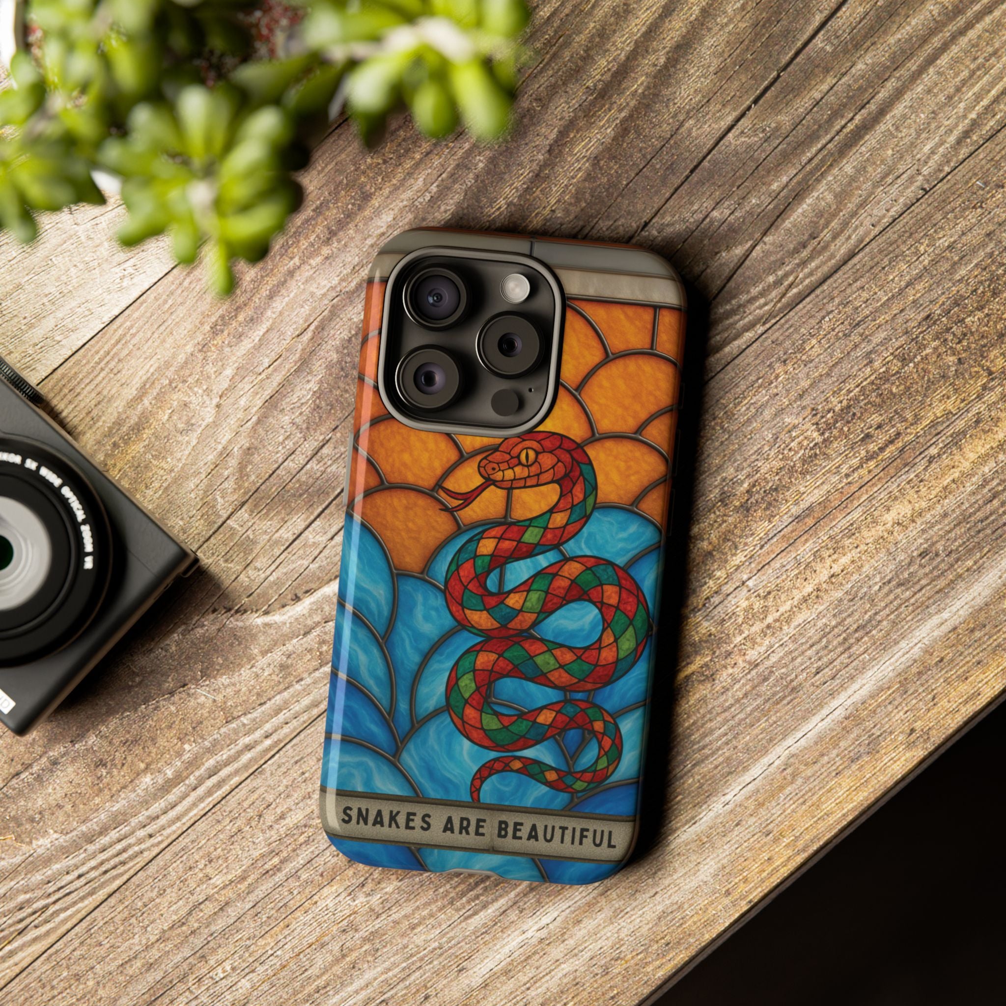Snakes Are Beautiful Stained Glass Phone Case, Colorful Reptile Design Phone Cover, Nature Lovers Reptile Phone Case, Danger Noodle Case