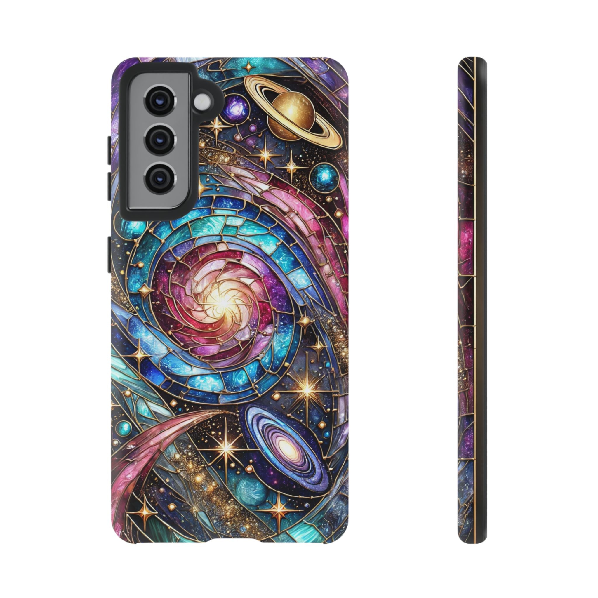 Stained Glass Celestial Android Phone Case – 3D Galaxy Full-Wrap Protective Cover with TPU Liner