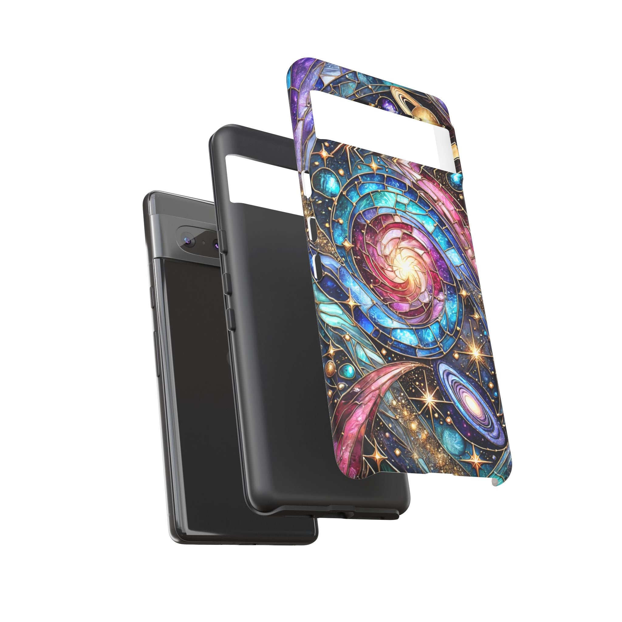 Stained Glass Celestial Android Phone Case – 3D Galaxy Full-Wrap Protective Cover with TPU Liner