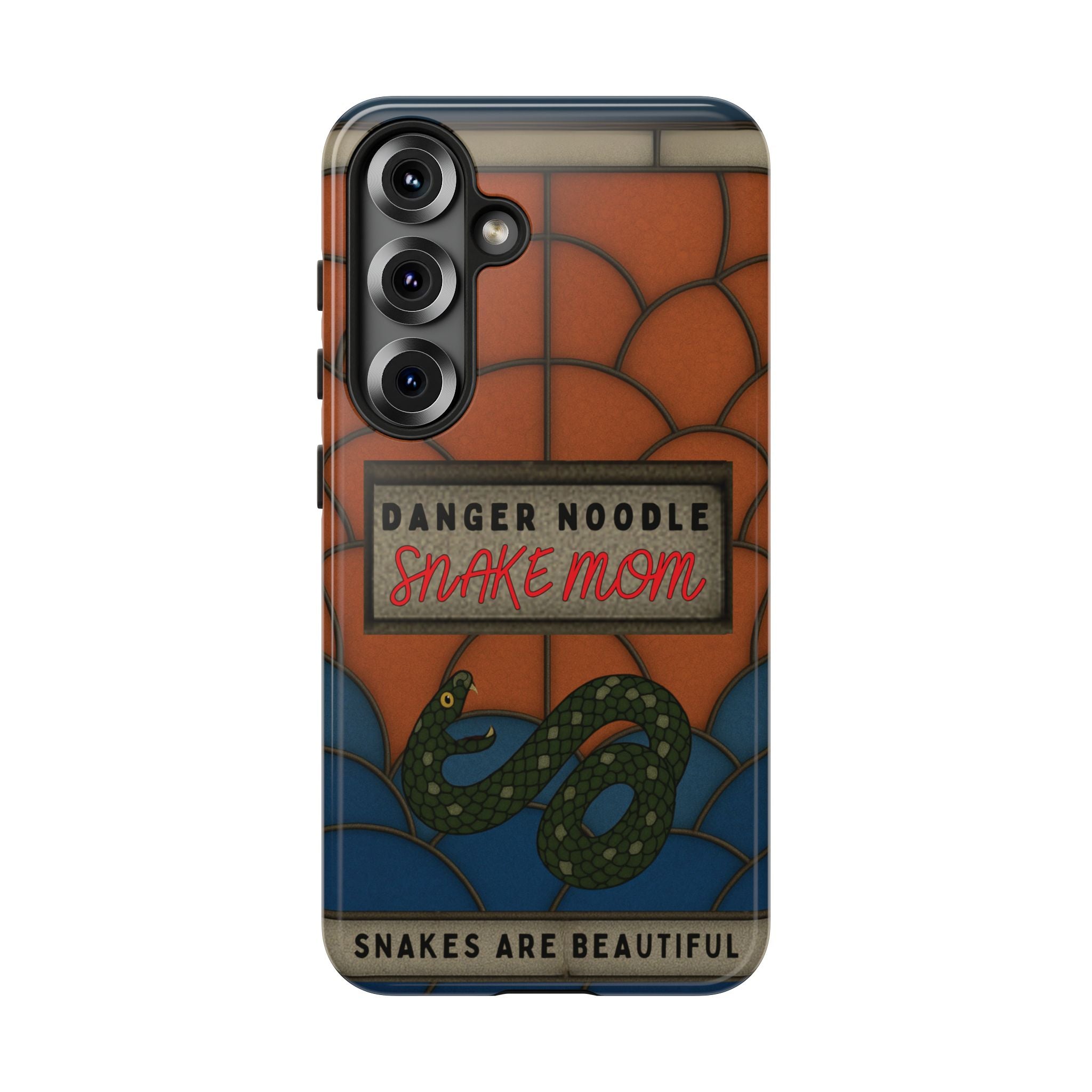 Danger Noodle Snake Mom Phone Case | Snakes Are Beautiful |Stained Glass Snake Art | Funny Snake Lover Gift |  Reptile Mom Phone Cover