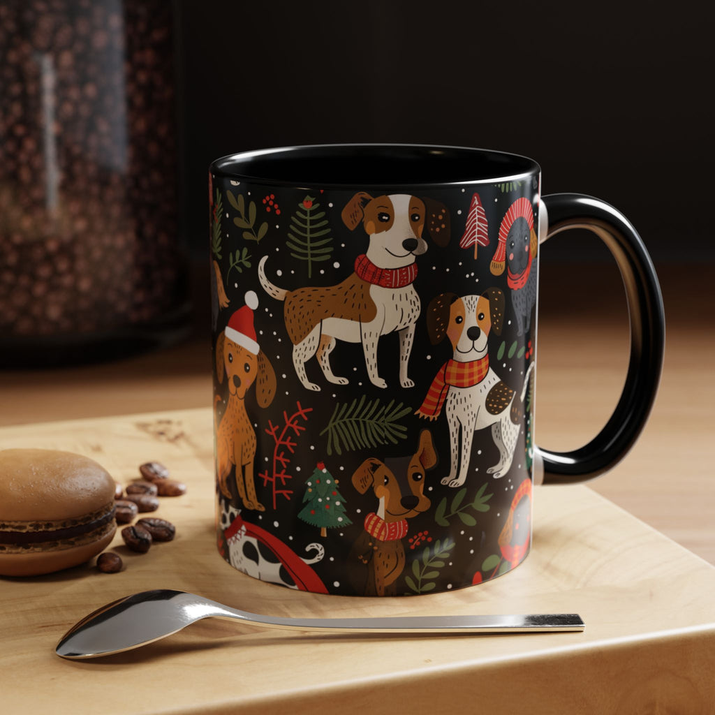 Holiday Dogs Coffee Mug — Festive Dachshund & Beagle Pattern (11/15oz)
