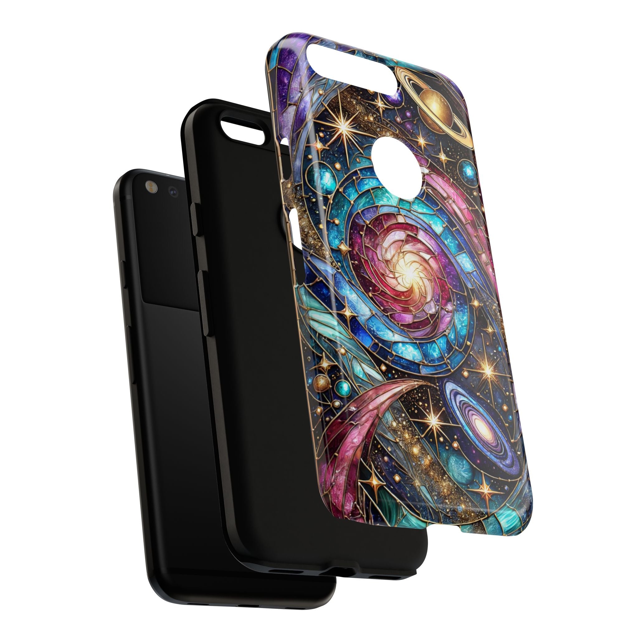 Stained Glass Celestial Android Phone Case – 3D Galaxy Full-Wrap Protective Cover with TPU Liner