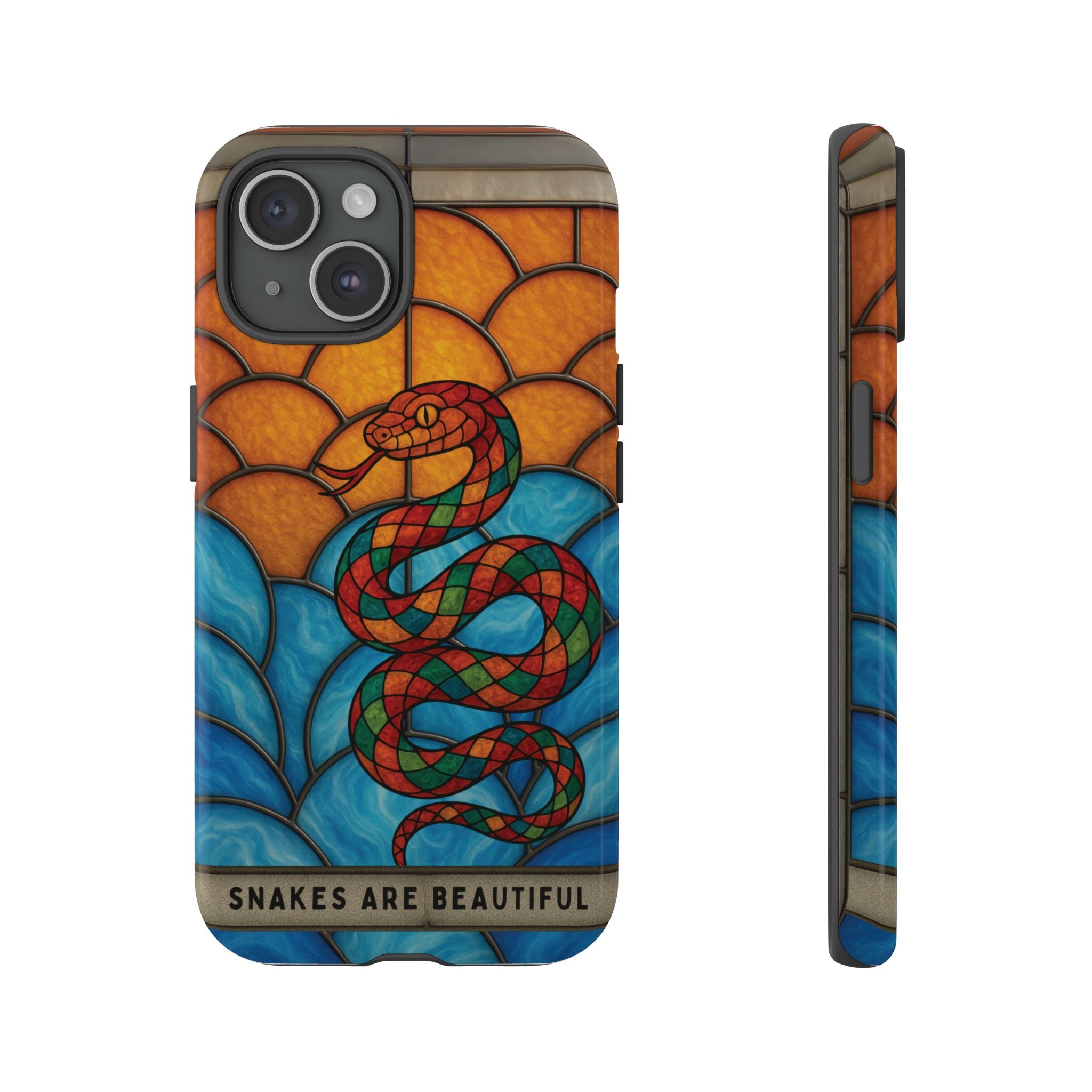 Snakes Are Beautiful Stained Glass Phone Case, Colorful Reptile Design Phone Cover, Nature Lovers Reptile Phone Case, Danger Noodle Case