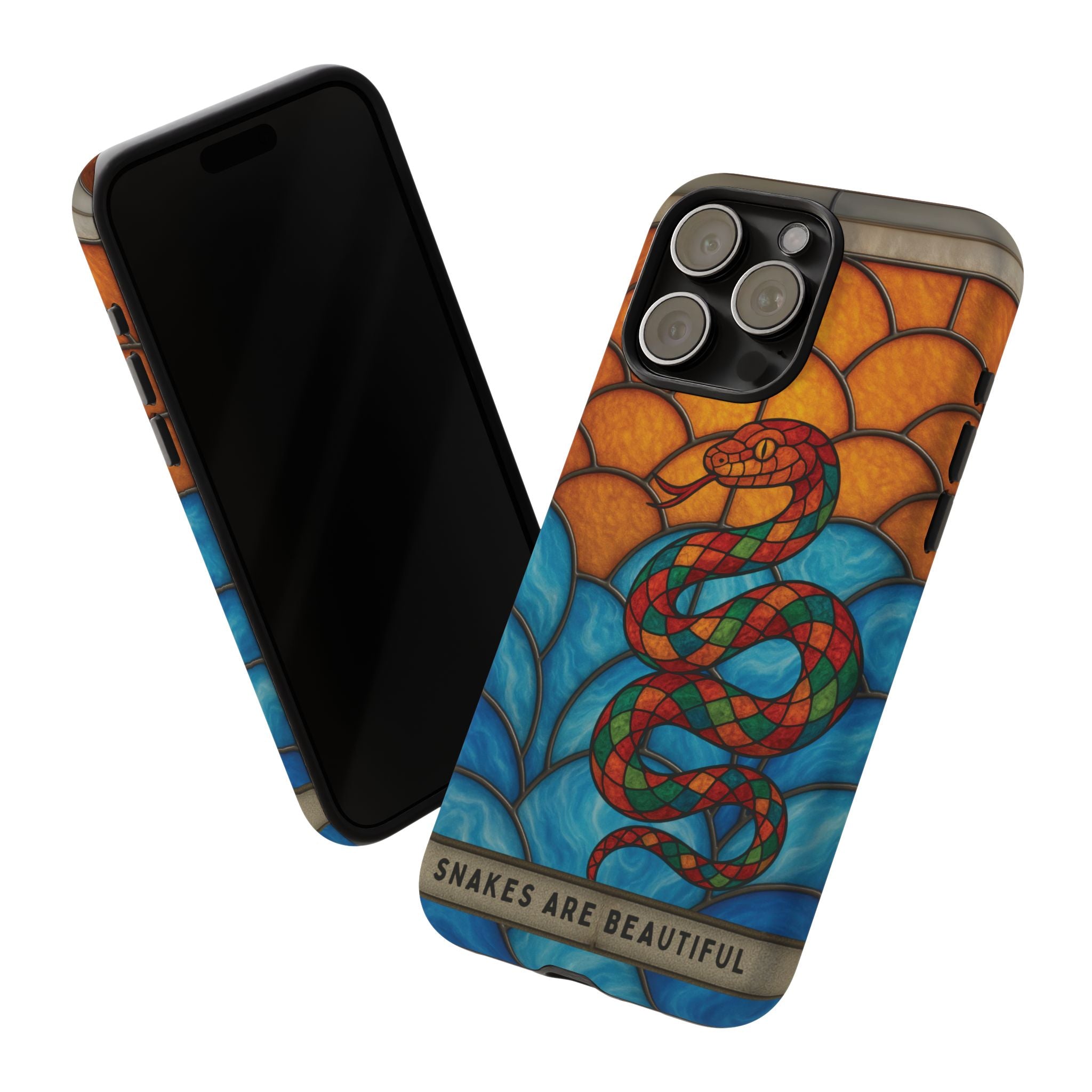 Snakes Are Beautiful Stained Glass Phone Case, Colorful Reptile Design Phone Cover, Nature Lovers Reptile Phone Case, Danger Noodle Case