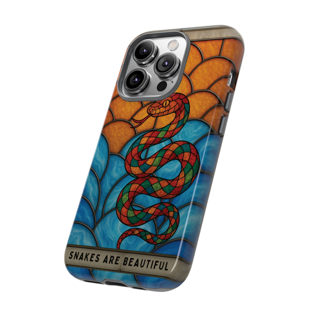 Snakes Are Beautiful Stained Glass Phone Case, Colorful Reptile Design Phone Cover, Nature Lovers Reptile Phone Case, Danger Noodle Case