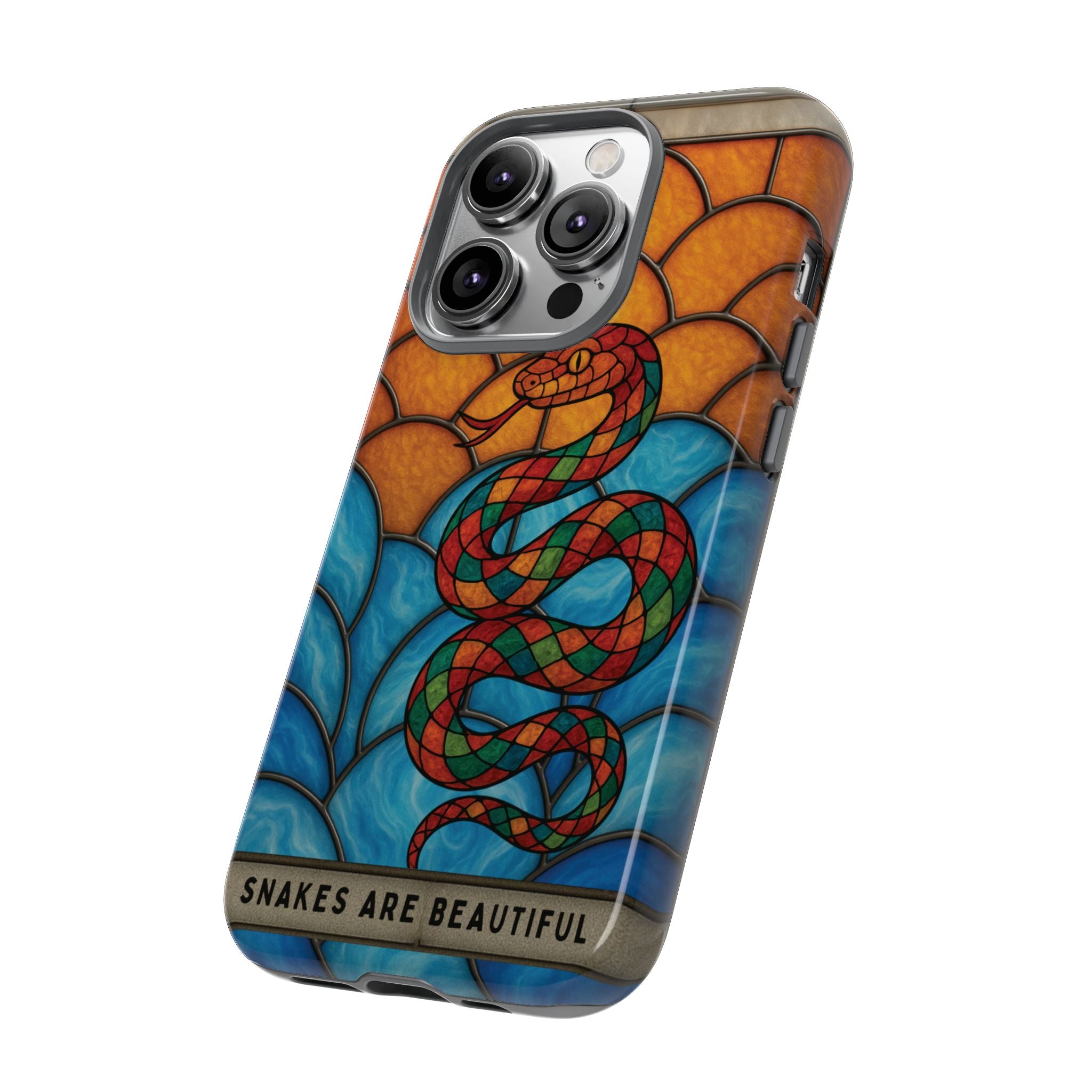 Snakes Are Beautiful Stained Glass Phone Case, Colorful Reptile Design Phone Cover, Nature Lovers Reptile Phone Case, Danger Noodle Case