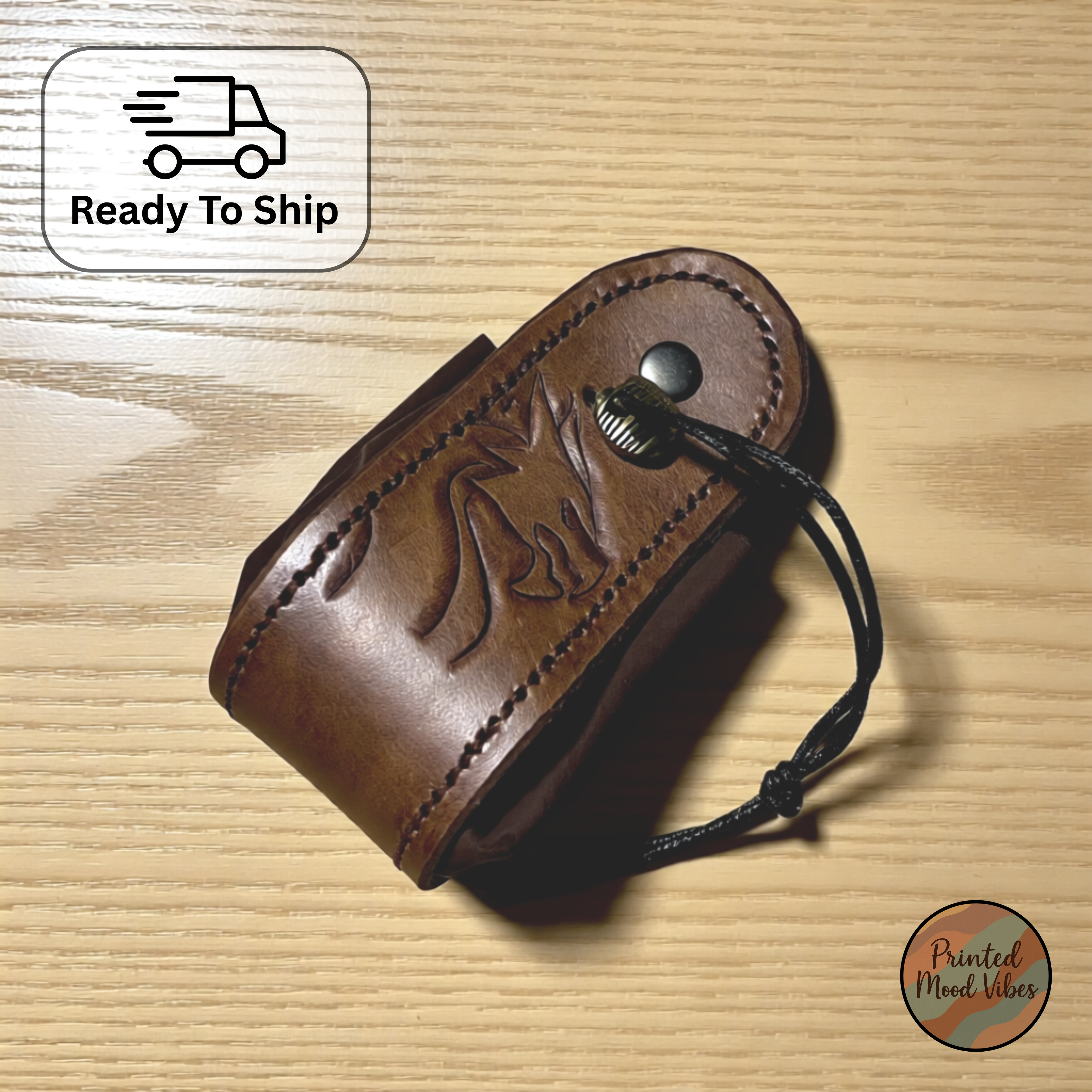 Brown Leather Dragon Dice Pouch: RPG Gamer Pouch, Coin Trinket Purse