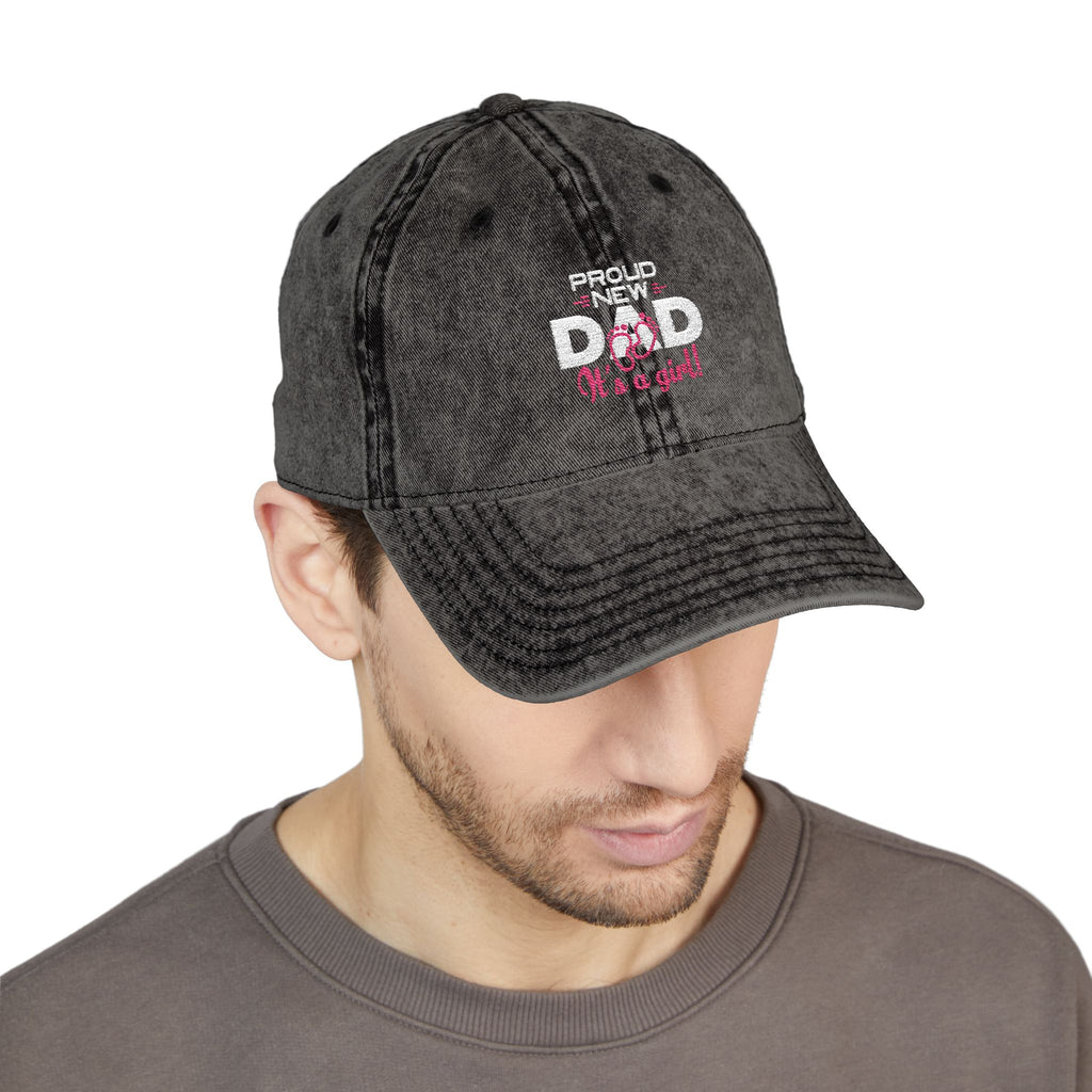 Vintage Embroidered Dad Cap — "Proud New Dad" Washed Baseball Hat