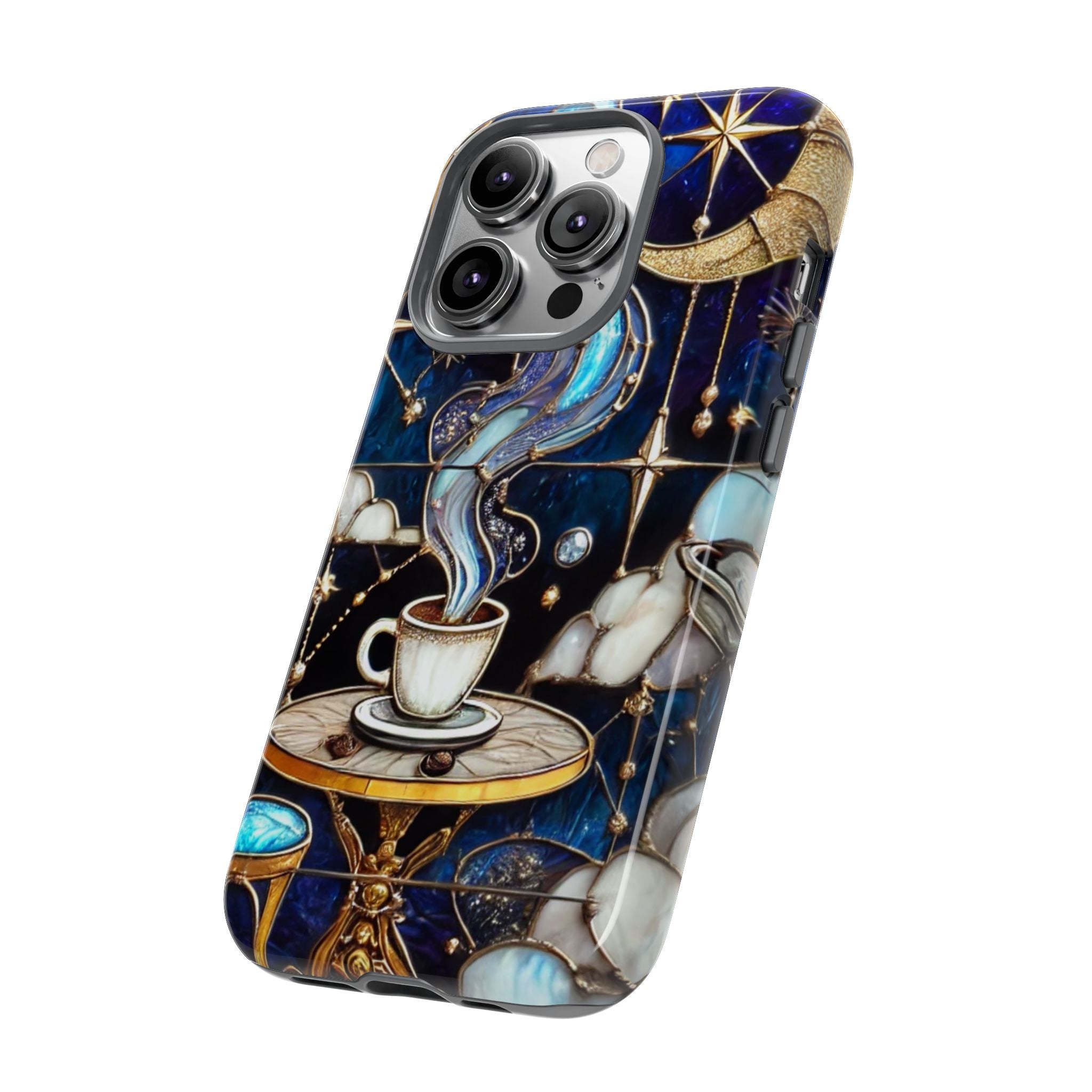 Celestial Stained Glass Coffee iPhone Case – Shockproof 3D Wrap