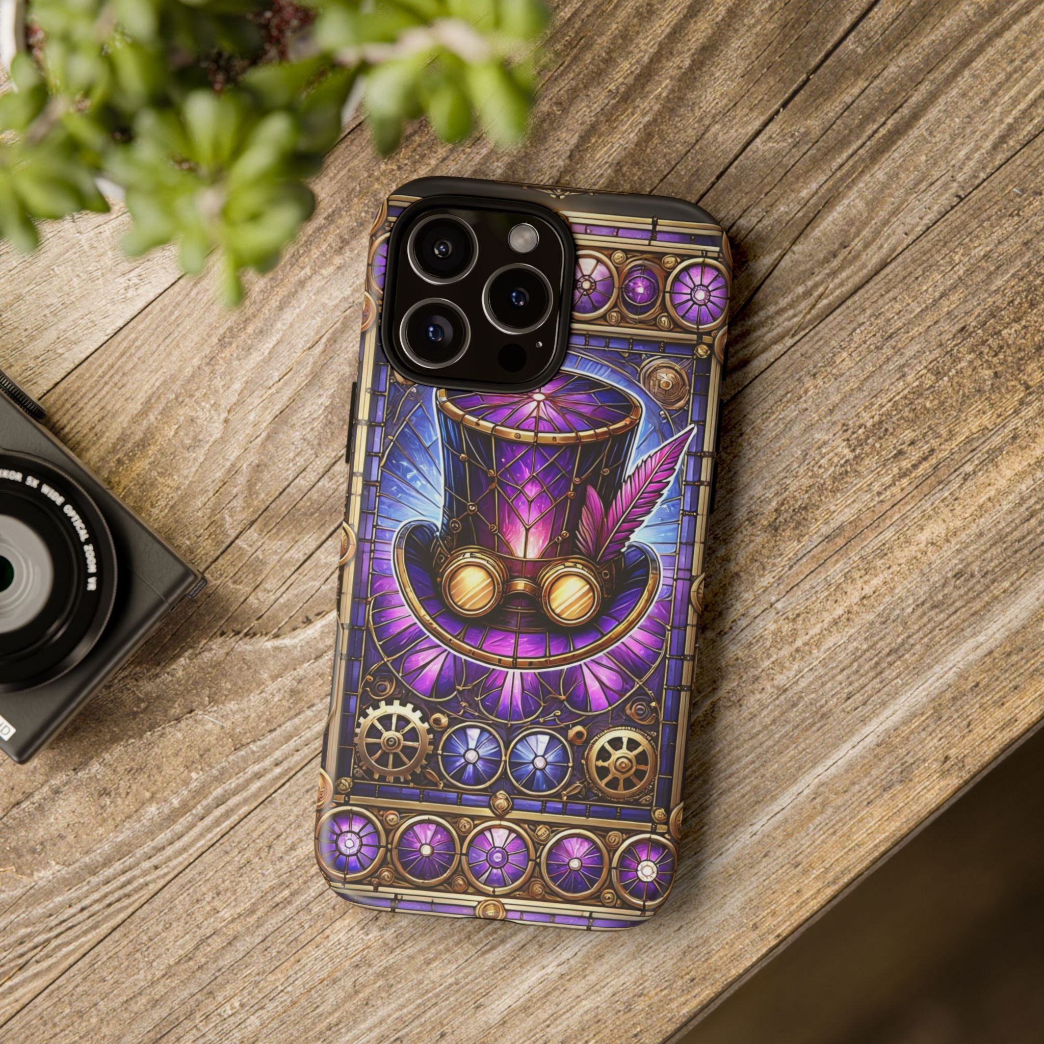 Stained Glass Steampunk iPhone Case – 3D Full-Wrap Protective Phone Cover With TPU Liner